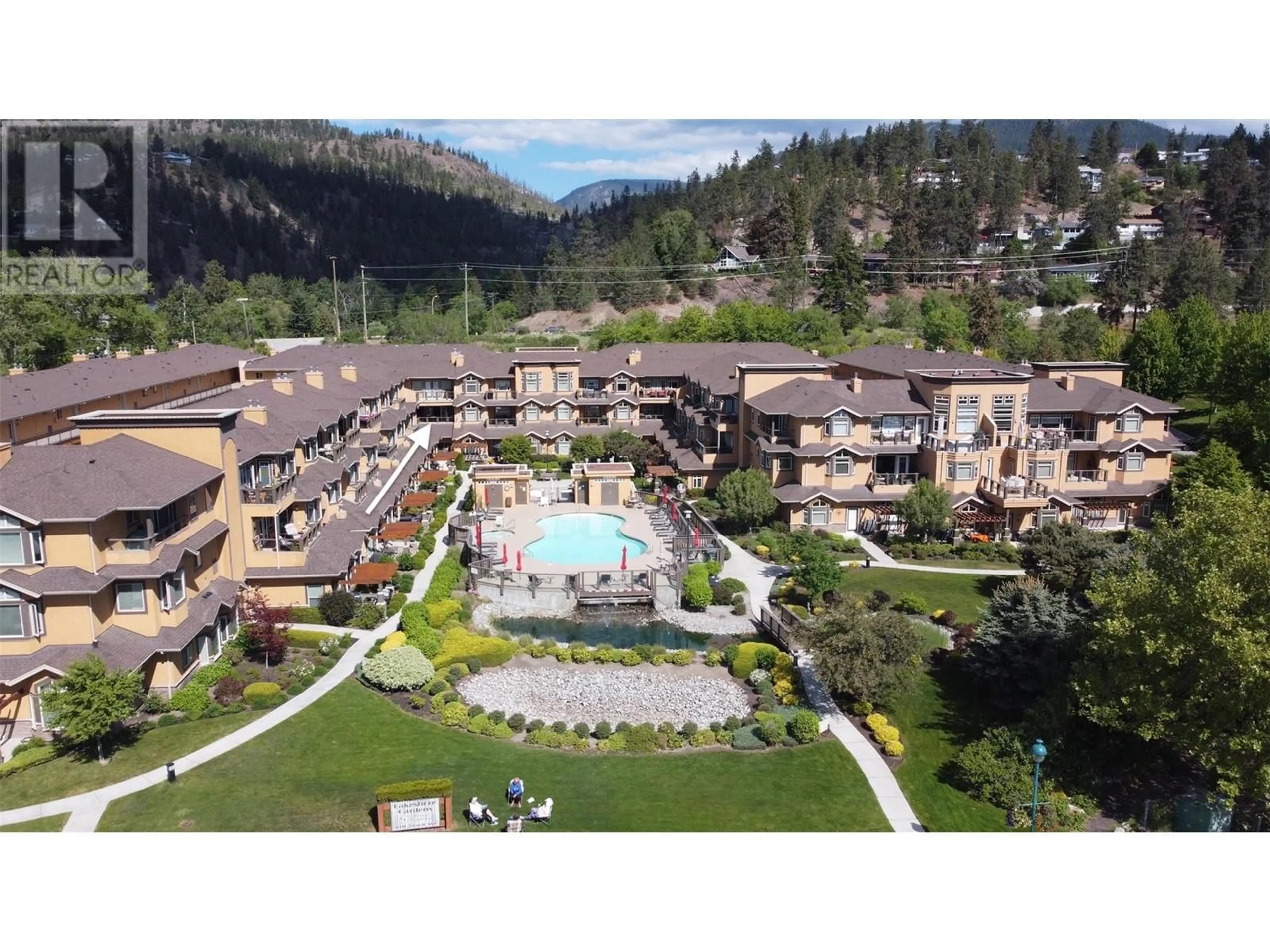 A pic from outside/outdoor area/front of a property/back of a property/a pic from drone, mountain view for 237 - 3996 BEACH AVENUE, Peachland British Columbia V0H1X5