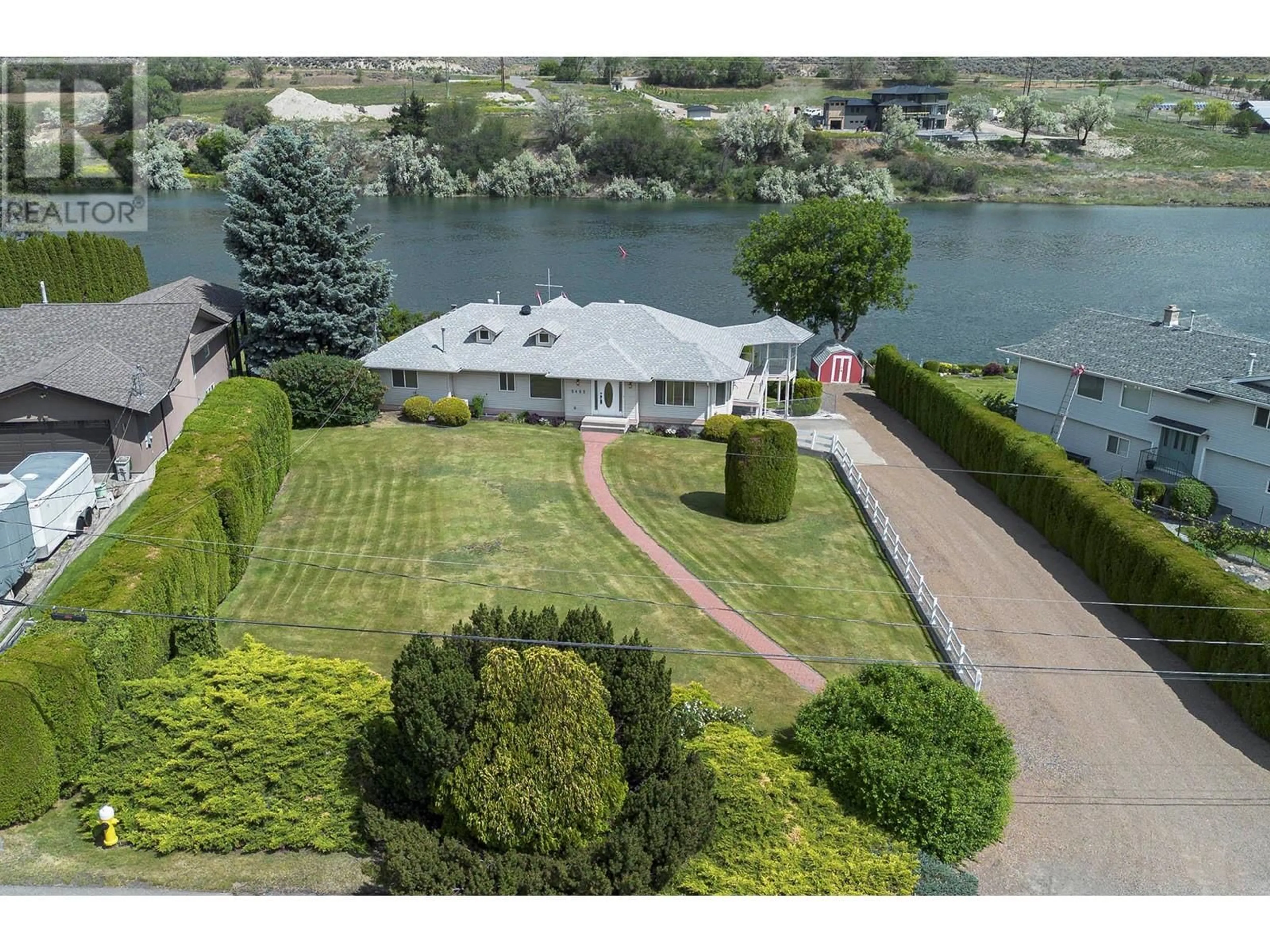 A pic from outside/outdoor area/front of a property/back of a property/a pic from drone, water/lake/river/ocean view for 5452 KIPP ROAD, Kamloops British Columbia V2C4T4