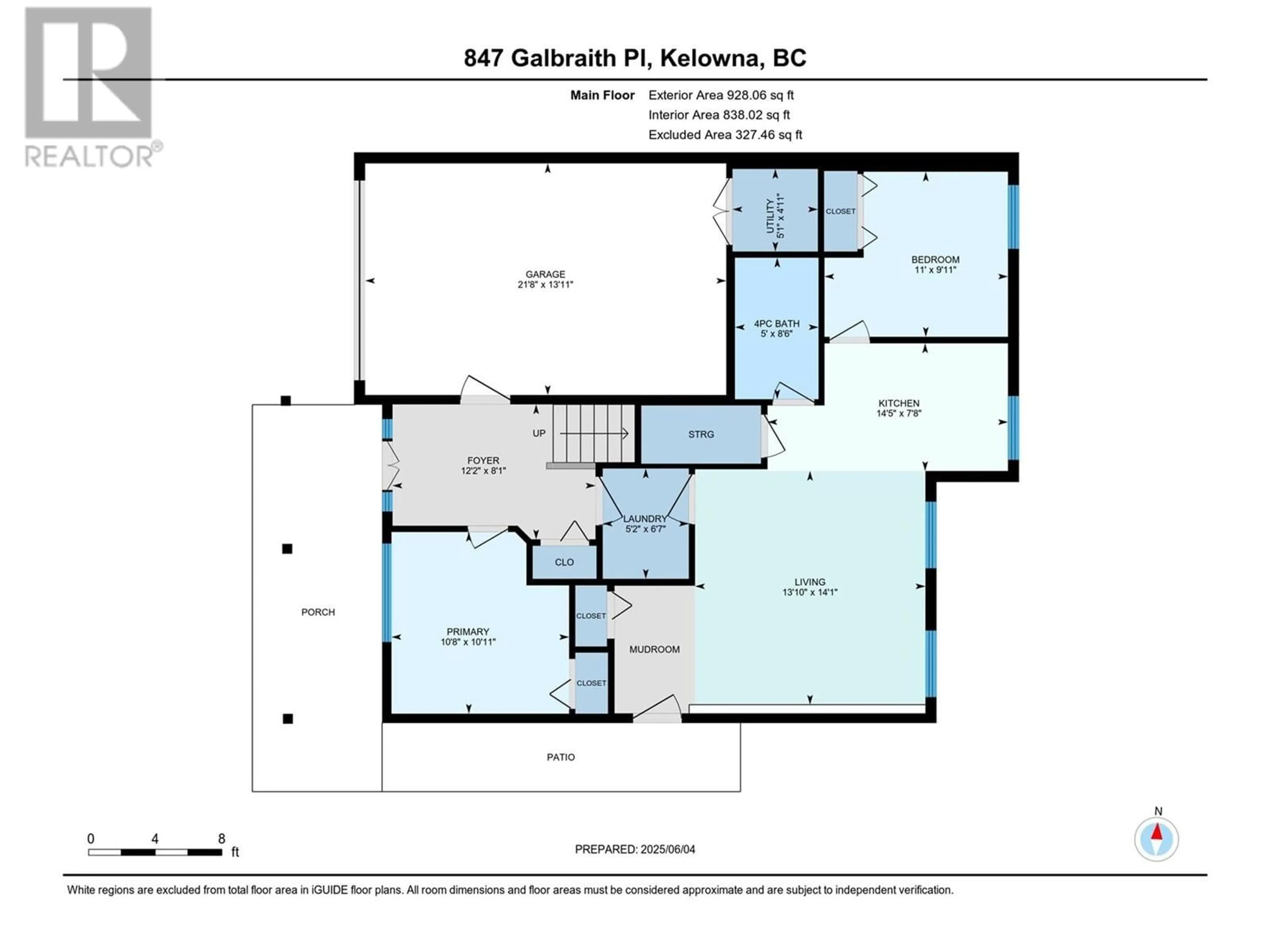 Floor plan for 847 GALBRAITH PLACE, Kelowna British Columbia V1X8A1