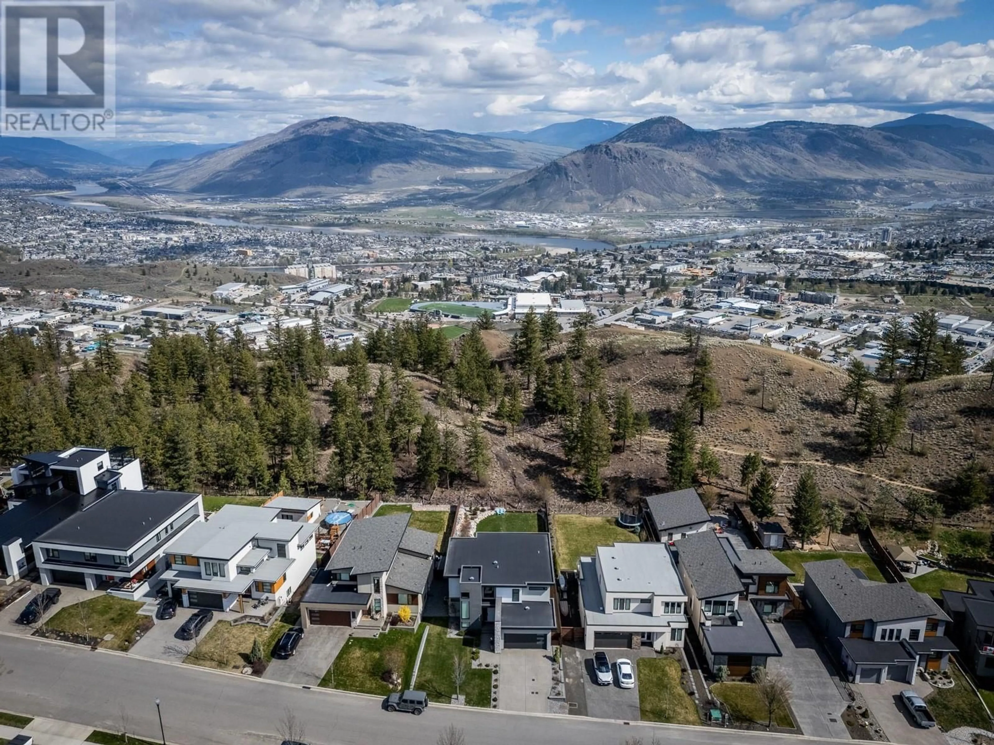 A pic from outside/outdoor area/front of a property/back of a property/a pic from drone, mountain view for 1315 PRAIRIE ROSE DRIVE, Kamloops British Columbia V2E0C5