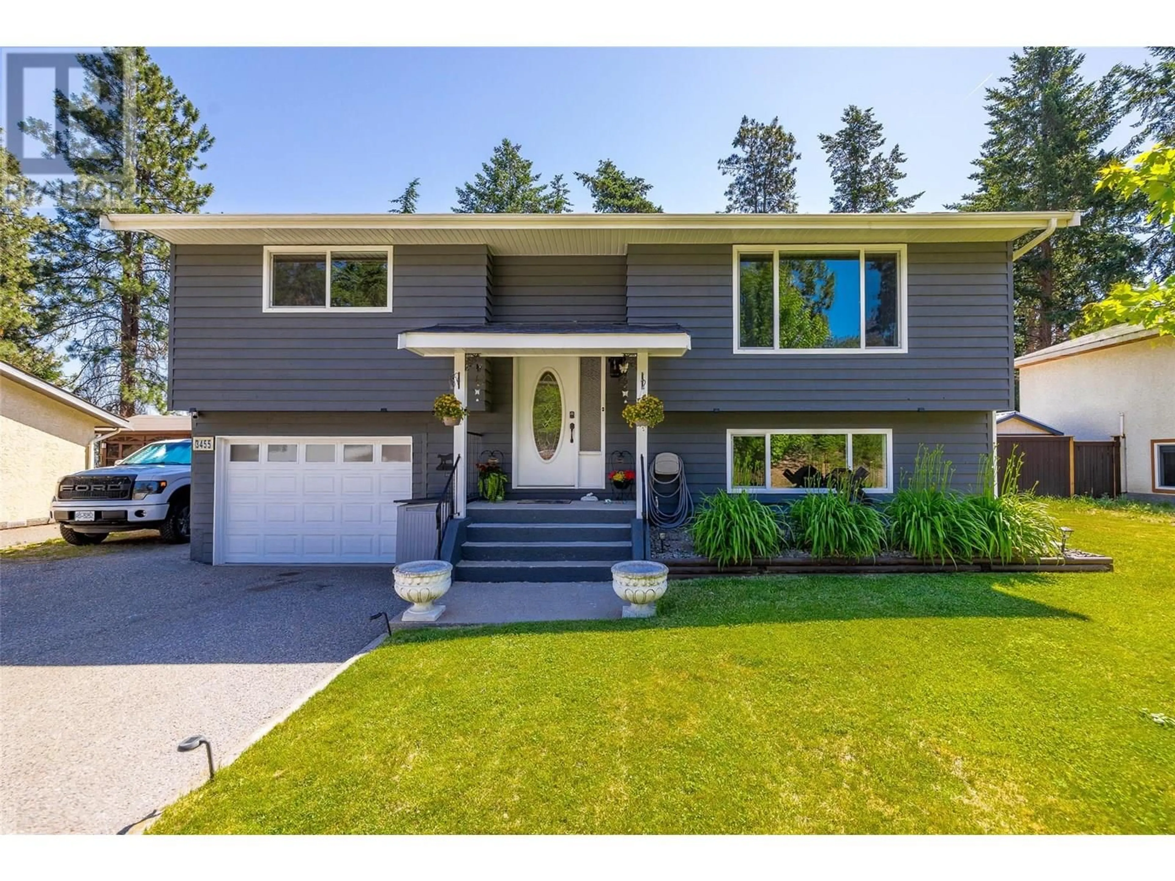 Home with vinyl exterior material, street for 3455 PARKLANE ROAD, West Kelowna British Columbia V4T1B8