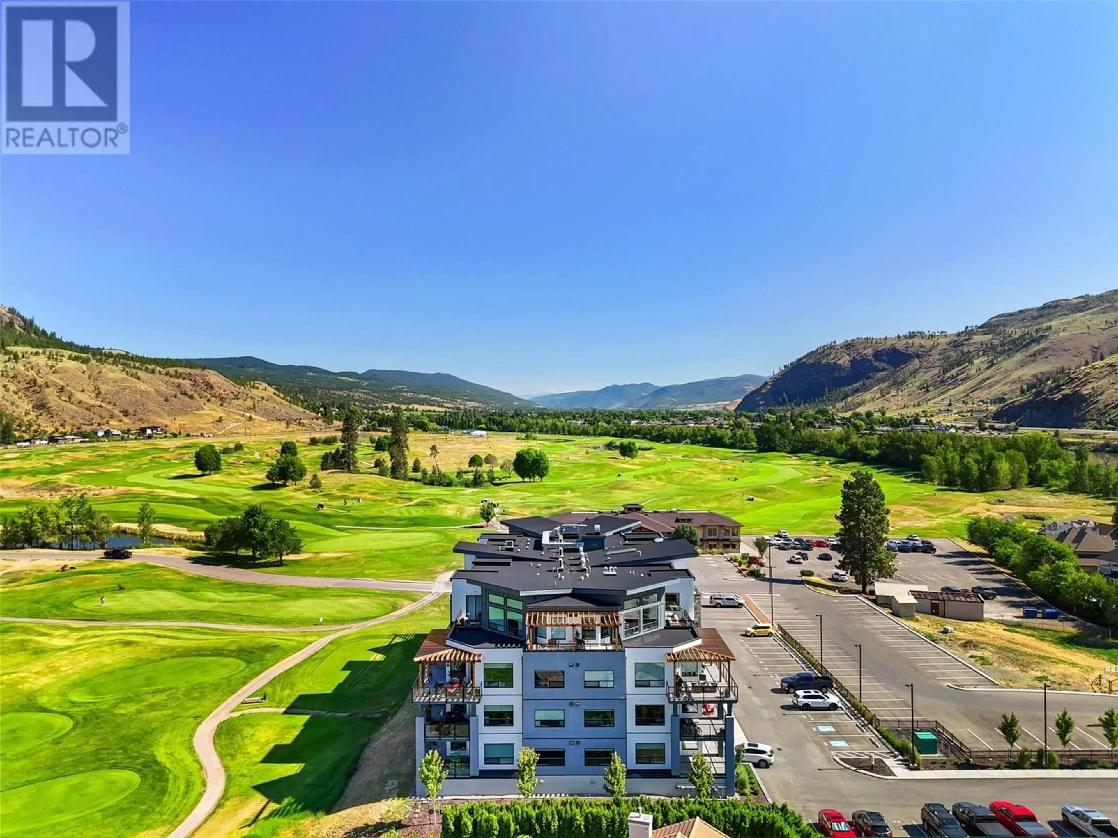 A pic from outside/outdoor area/front of a property/back of a property/a pic from drone, mountain view for 402 - 651 DUNES DRIVE, Kamloops British Columbia V2B8M8
