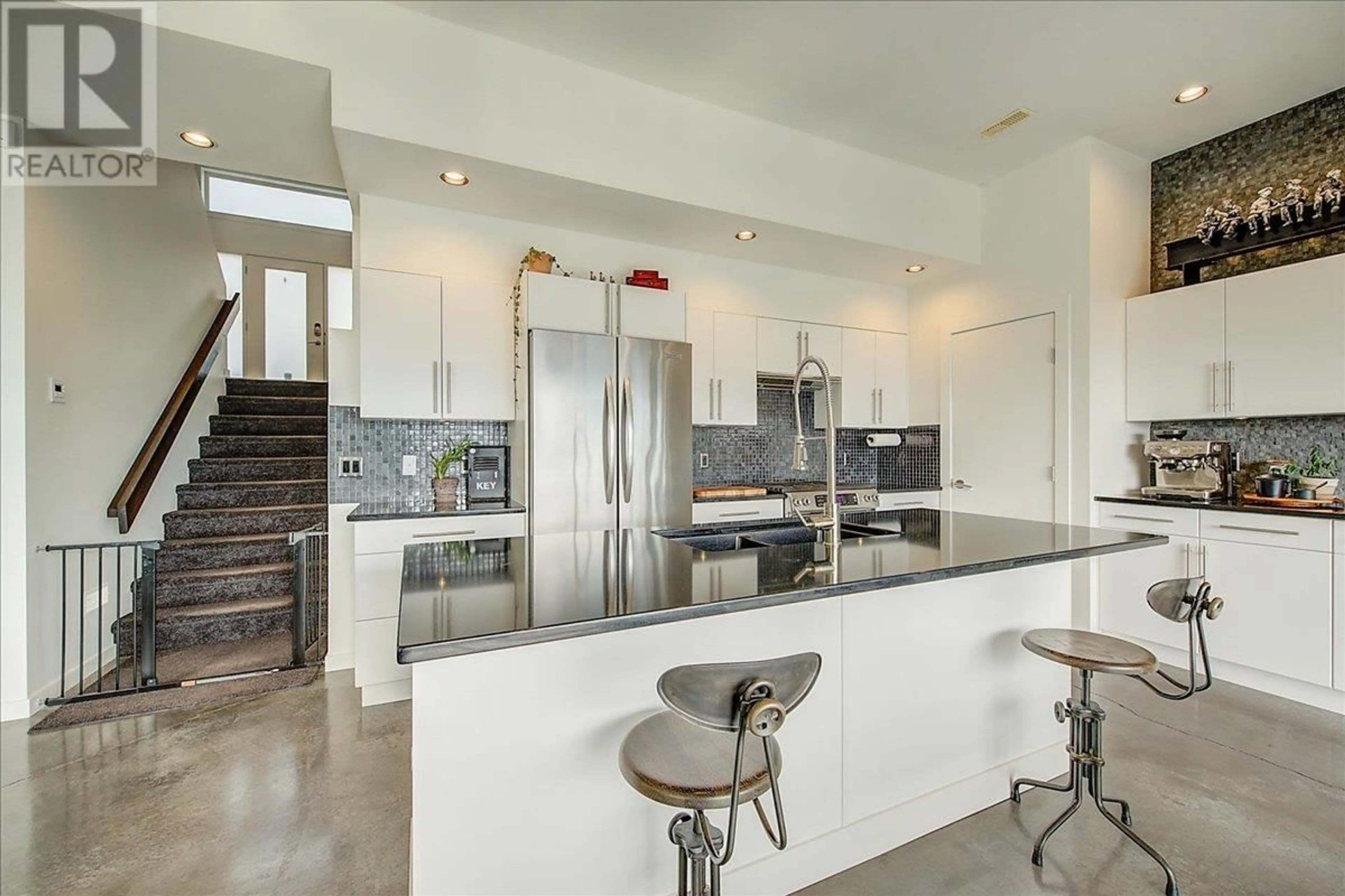 Contemporary kitchen, ceramic/tile floor for 1046 HENDERSON DRIVE, Kelowna British Columbia V1P1S5