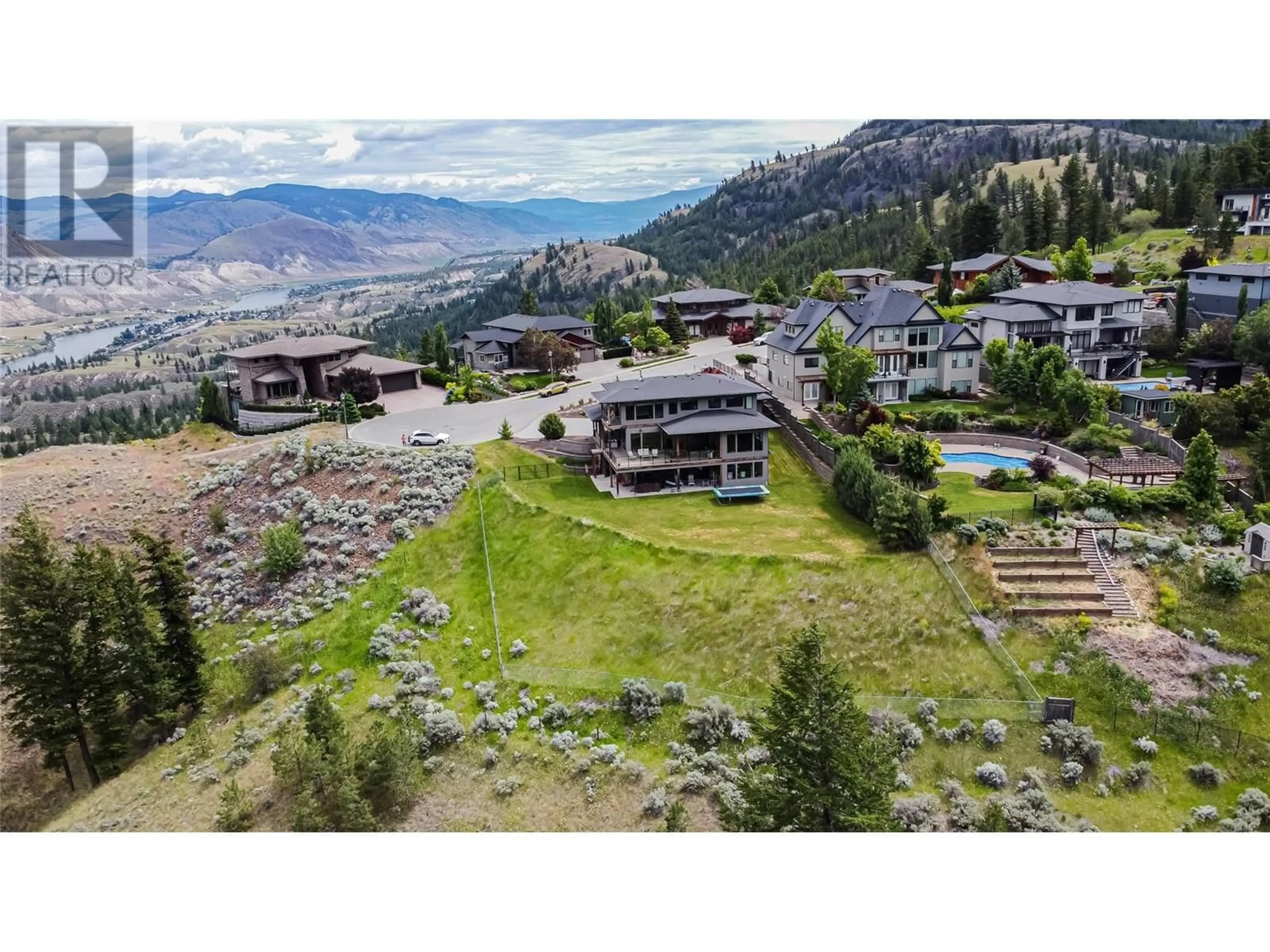 A pic from outside/outdoor area/front of a property/back of a property/a pic from drone, mountain view for 1760 CHEAKAMUS DRIVE, Kamloops British Columbia V2E2T6