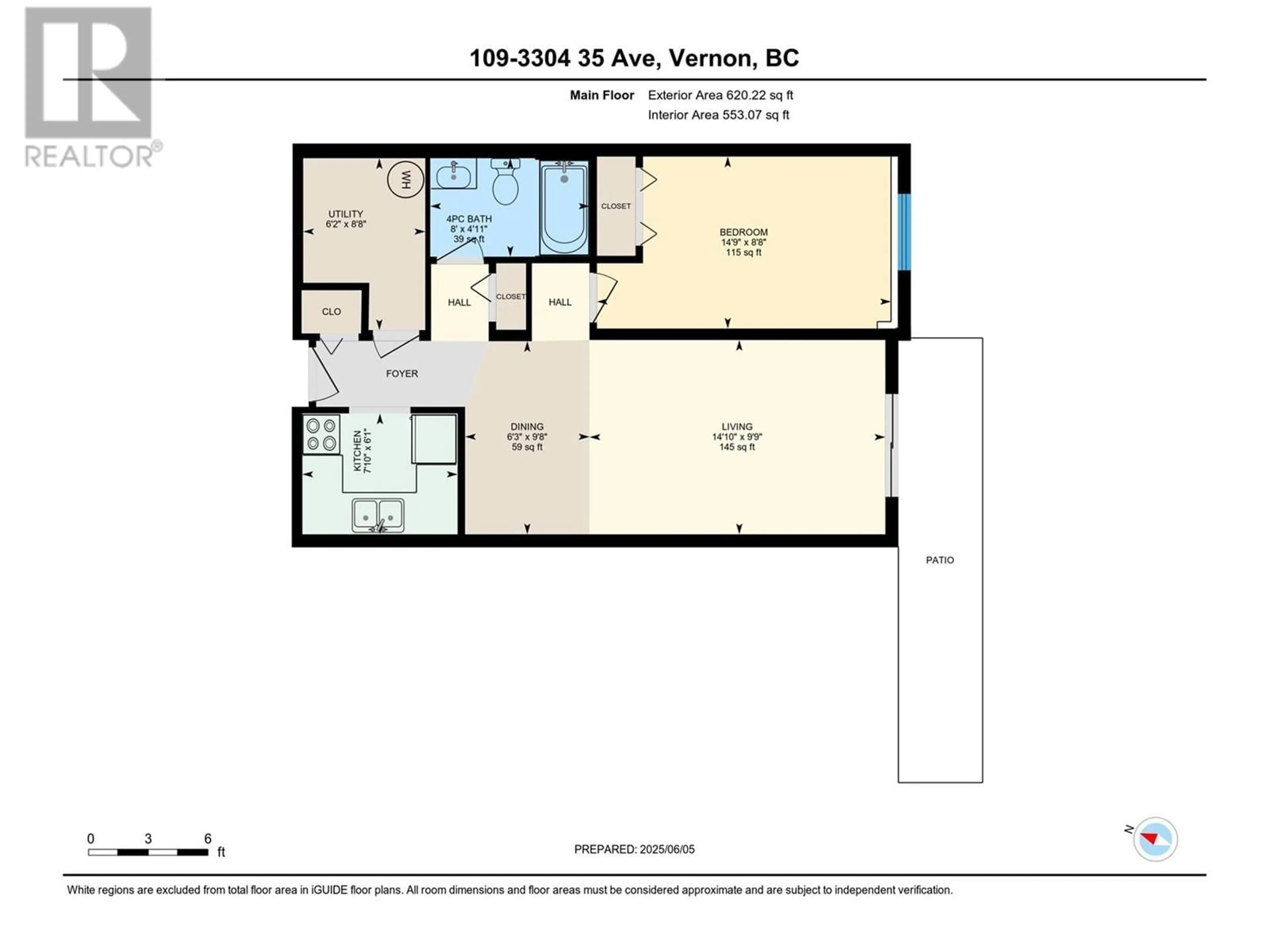 Floor plan for 109 - 3304 35 AVENUE, Vernon British Columbia V1T8M6