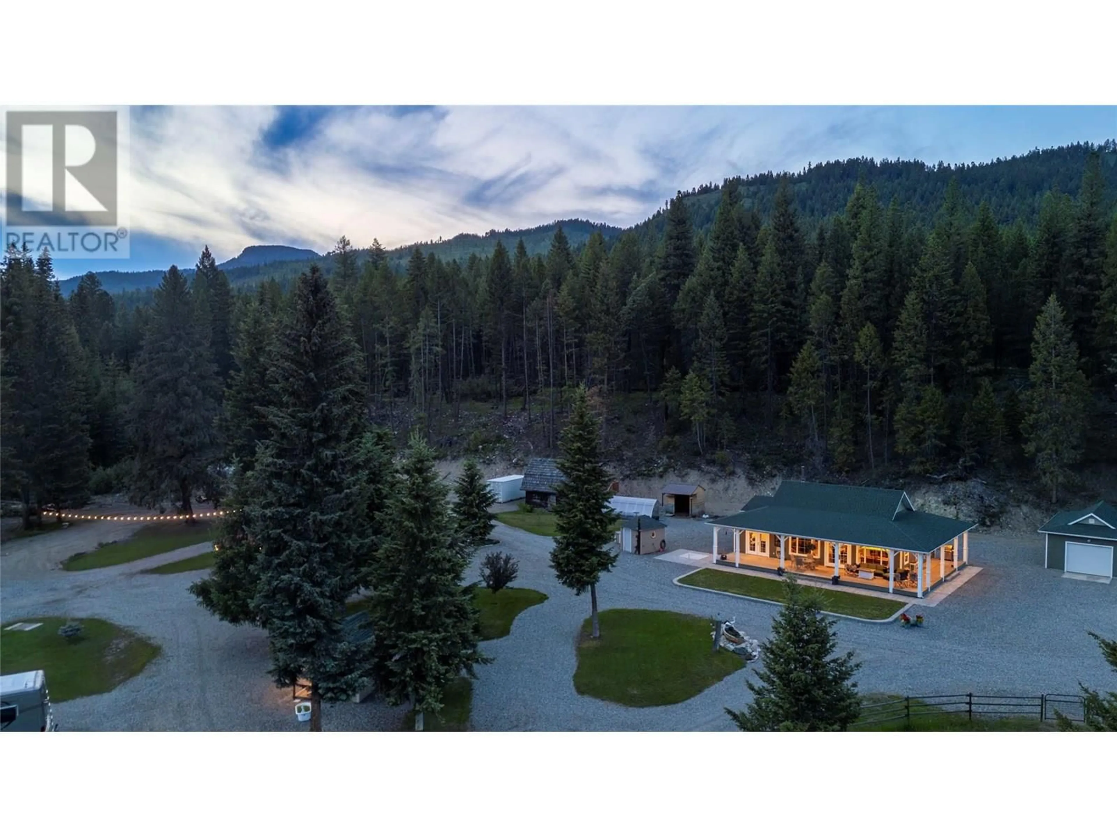 A pic from outside/outdoor area/front of a property/back of a property/a pic from drone, mountain view for 6645 HIGHWAY 33 HIGHWAY, Carmi British Columbia V0H1A0
