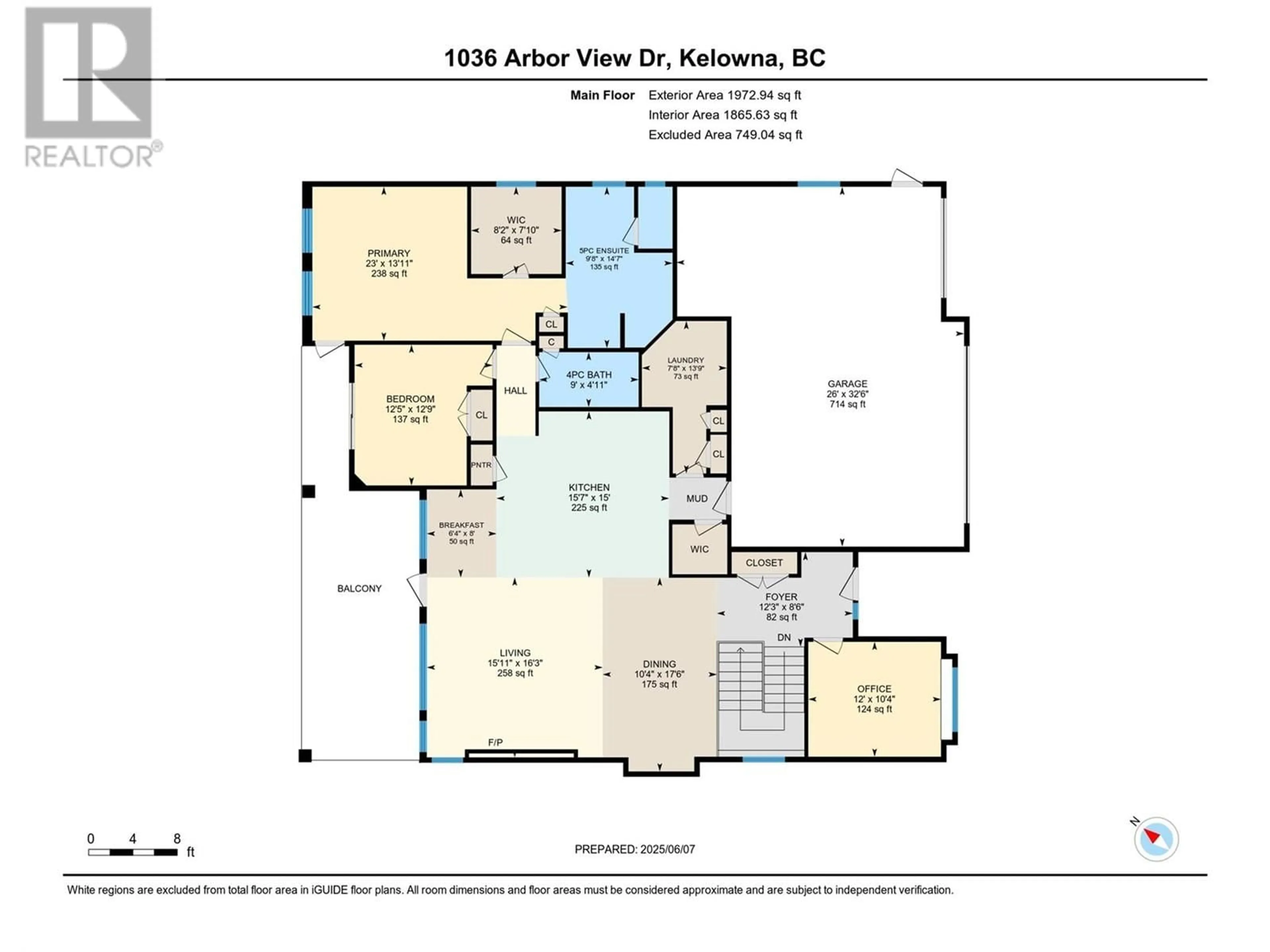 Floor plan for 1036 ARBOR VIEW DRIVE, Kelowna British Columbia V1W5A1