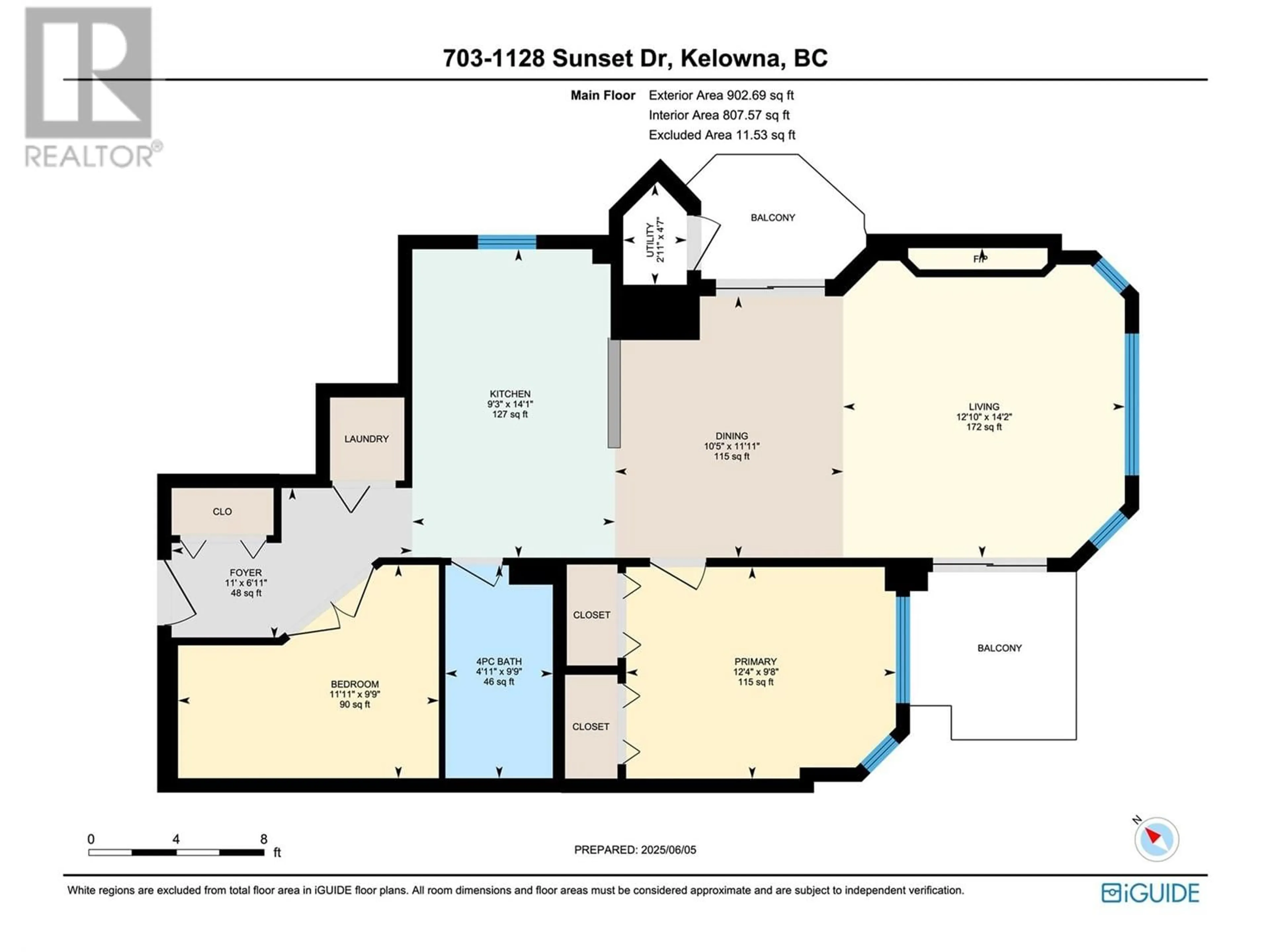 Floor plan for 703 - 1128 SUNSET DRIVE, Kelowna British Columbia V1Y9W7