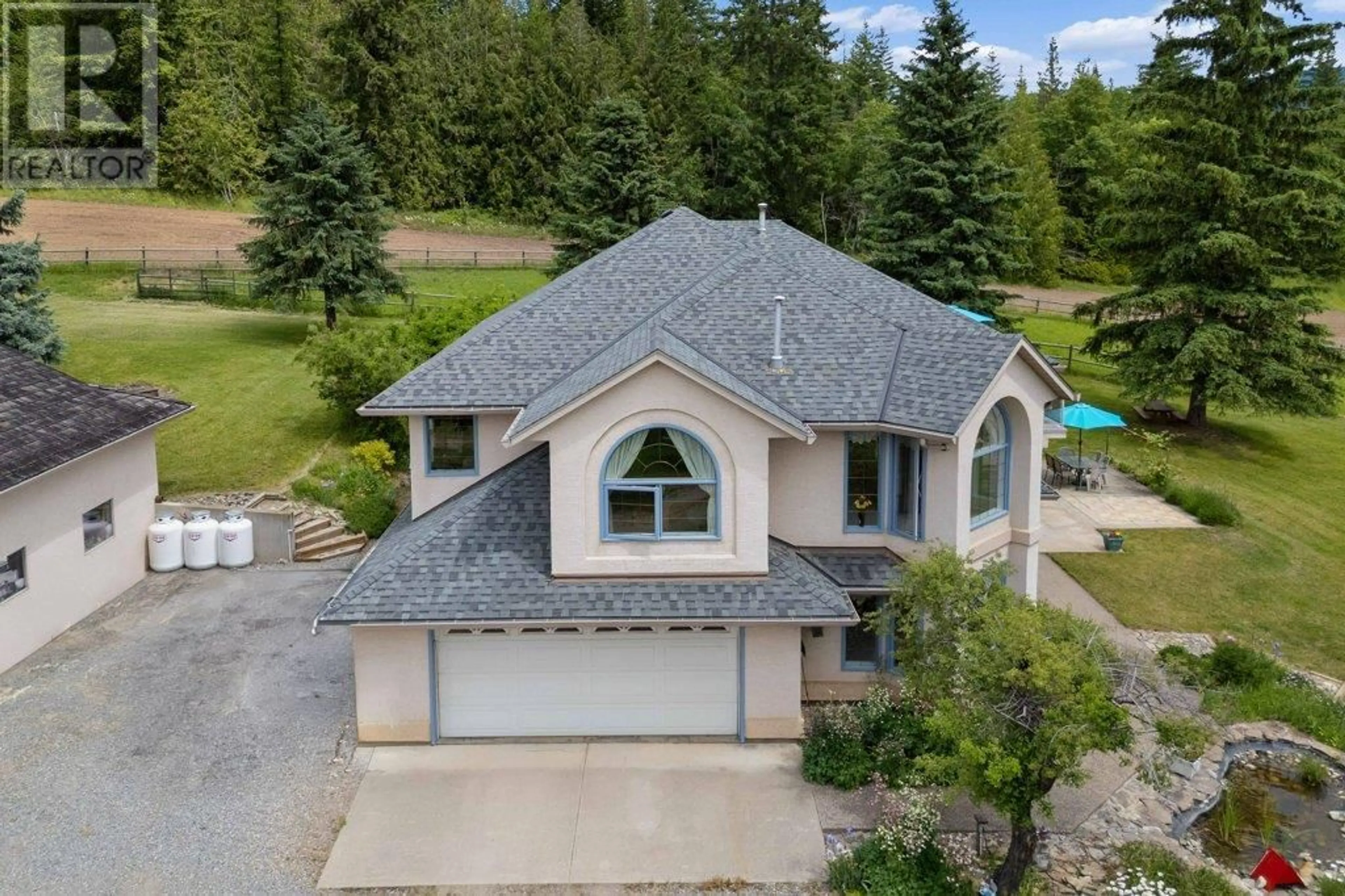 A pic from outside/outdoor area/front of a property/back of a property/a pic from drone, water/lake/river/ocean view for 377 STROULGER ROAD, Grindrod British Columbia V4Y4G9