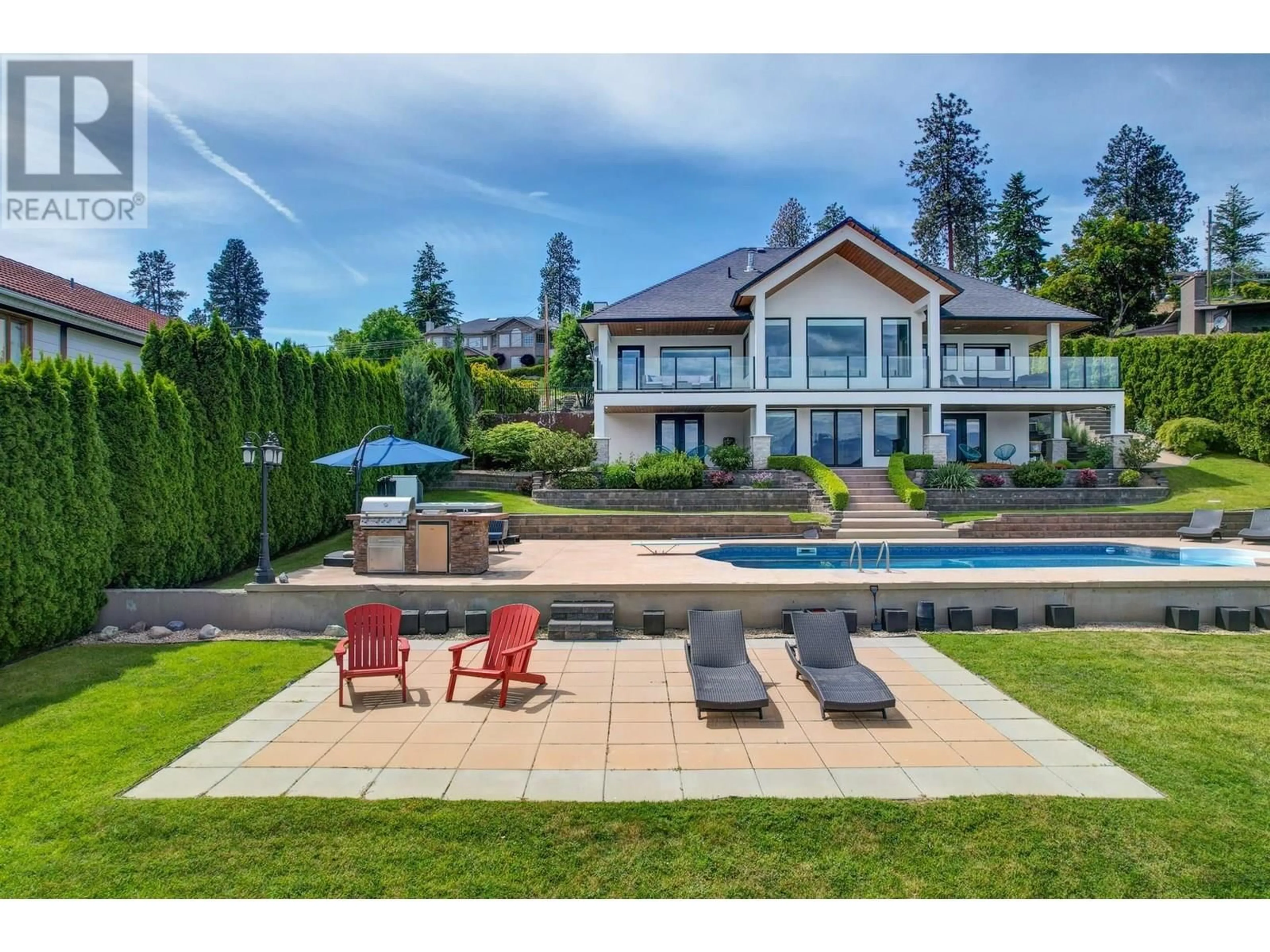 A pic from outside/outdoor area/front of a property/back of a property/a pic from drone, water/lake/river/ocean view for 2821 LAKEVIEW ROAD, West Kelowna British Columbia V1Z1Y5