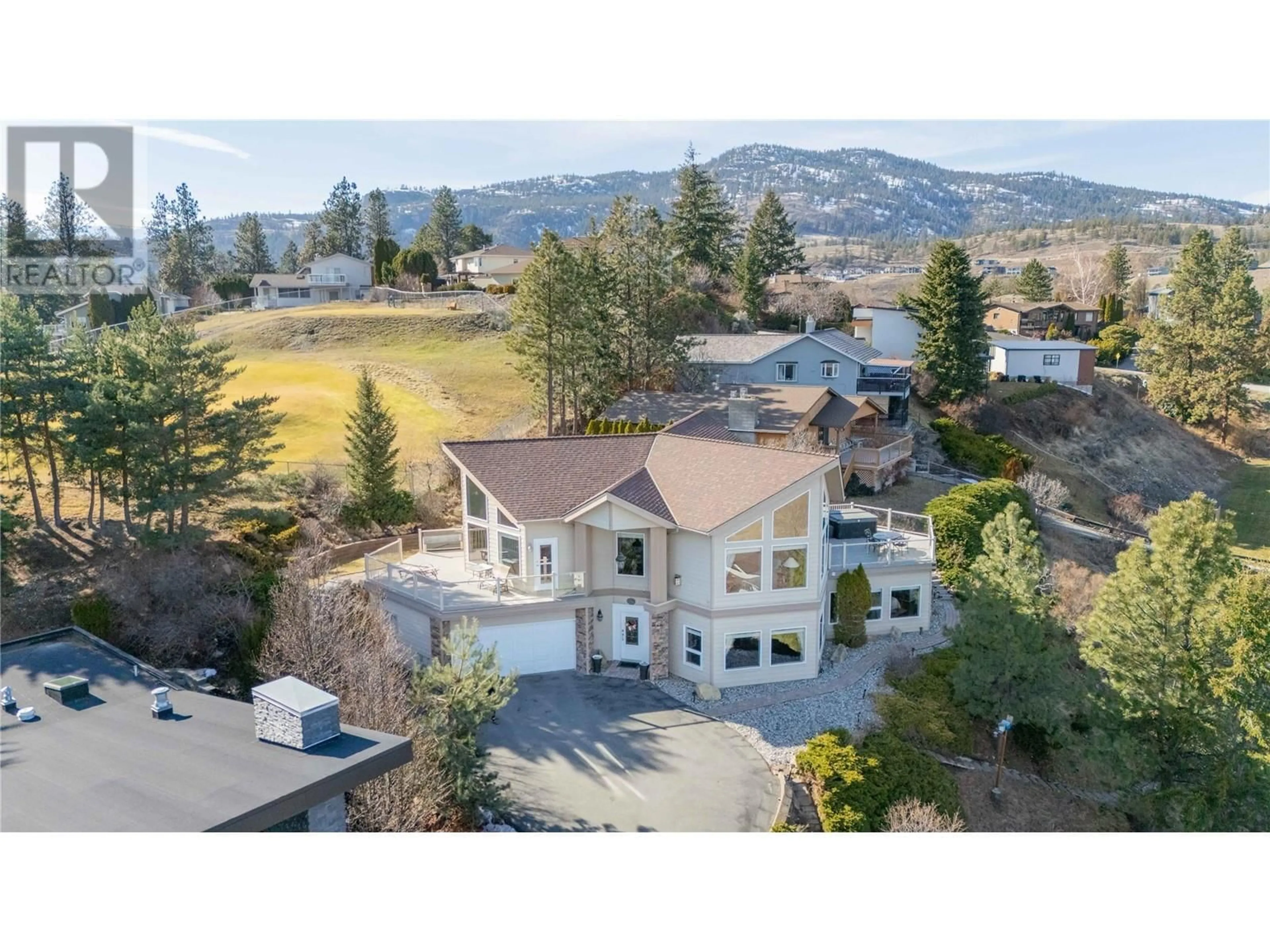 A pic from outside/outdoor area/front of a property/back of a property/a pic from drone, mountain view for 136 SUMAC RIDGE DRIVE, Summerland British Columbia V0H1Z6