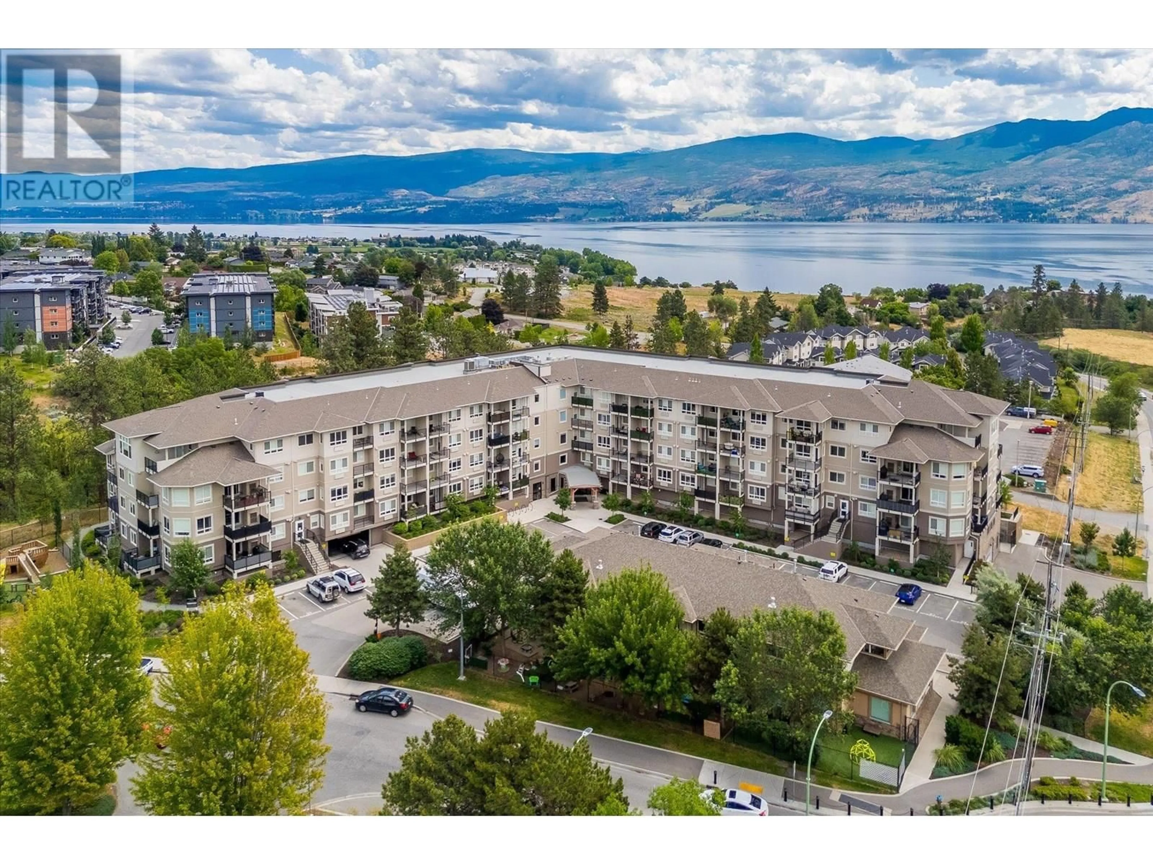 A pic from outside/outdoor area/front of a property/back of a property/a pic from drone, water/lake/river/ocean view for 405 - 2301 CARRINGTON ROAD, West Kelowna British Columbia V4T3C1