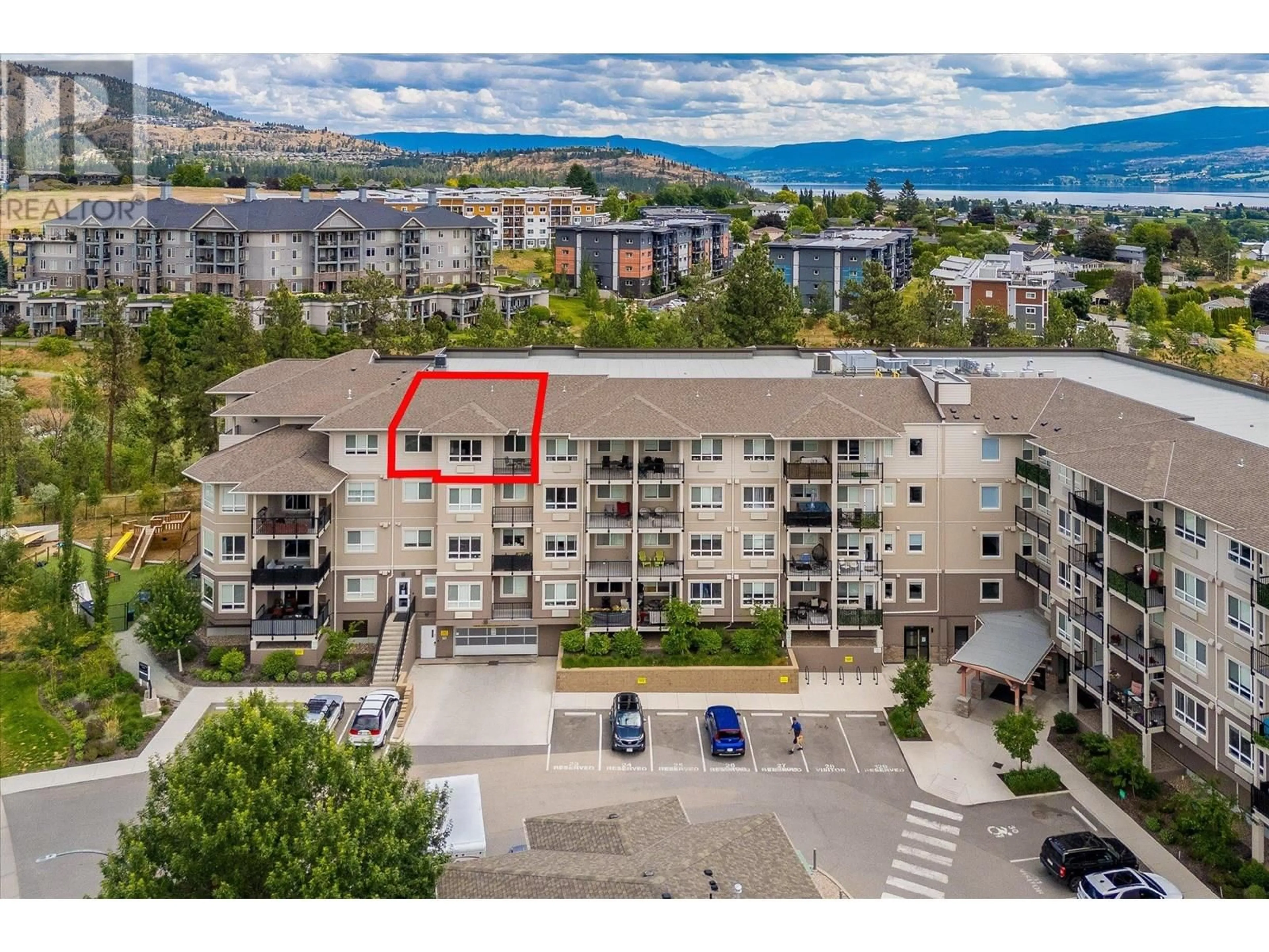 A pic from outside/outdoor area/front of a property/back of a property/a pic from drone, city buildings view from balcony for 405 - 2301 CARRINGTON ROAD, West Kelowna British Columbia V4T3C1