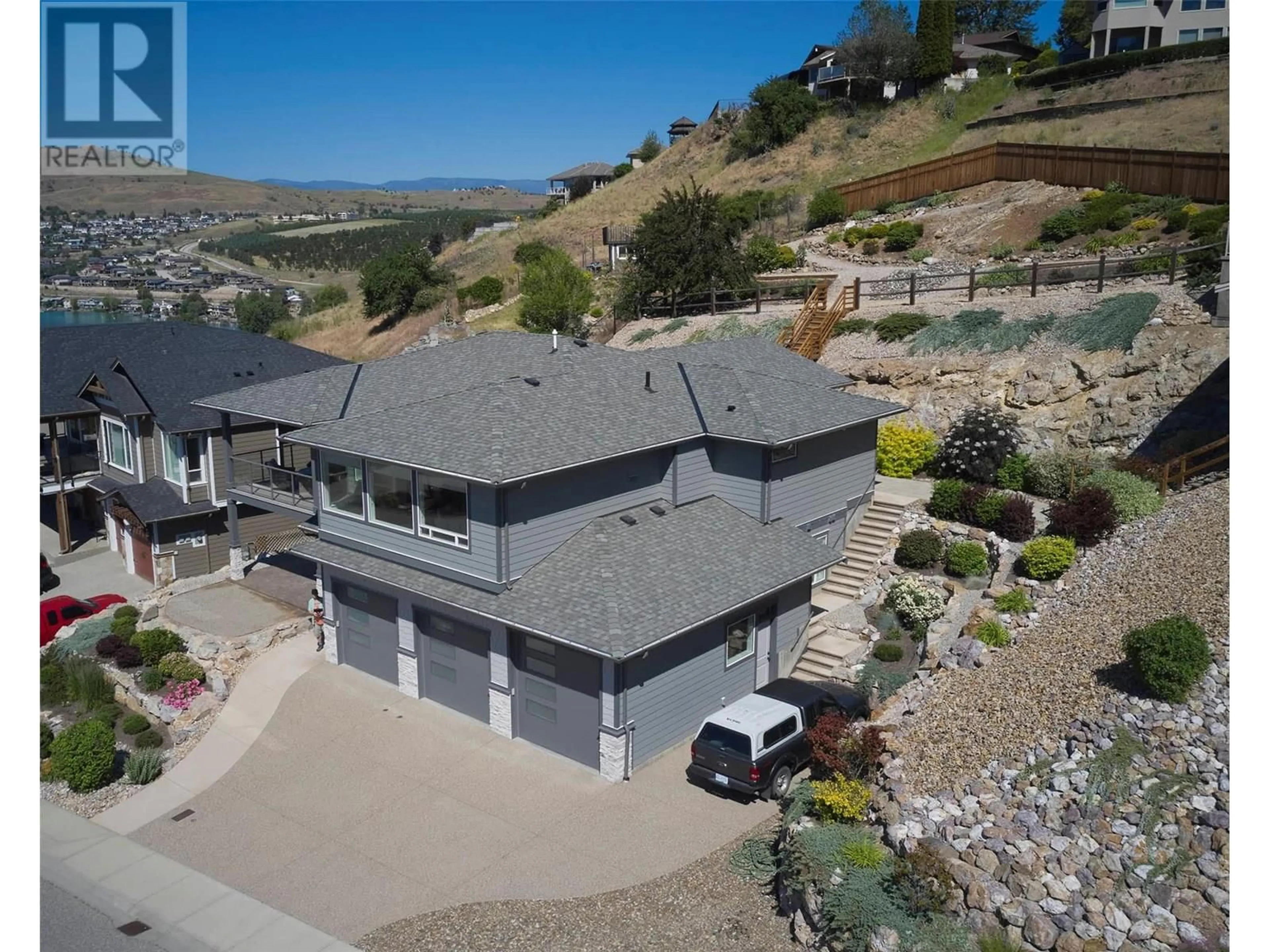 A pic from outside/outdoor area/front of a property/back of a property/a pic from drone, unknown for 8824 BRAEBURN DRIVE, Coldstream British Columbia V1B4B8