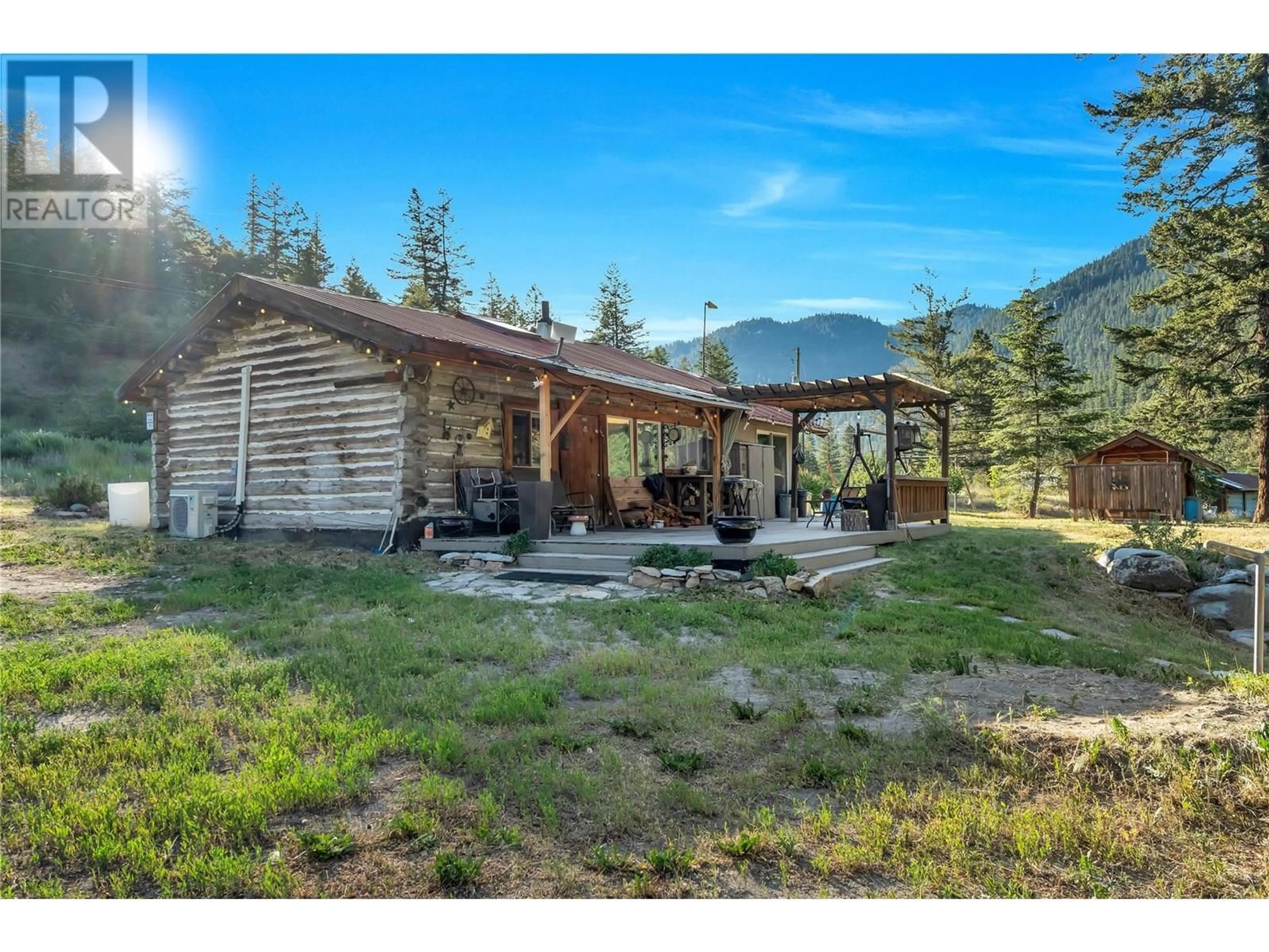 A pic from outside/outdoor area/front of a property/back of a property/a pic from drone, mountain view for 1840 HIGHWAY 3 OTHER, Princeton British Columbia V0X1W0