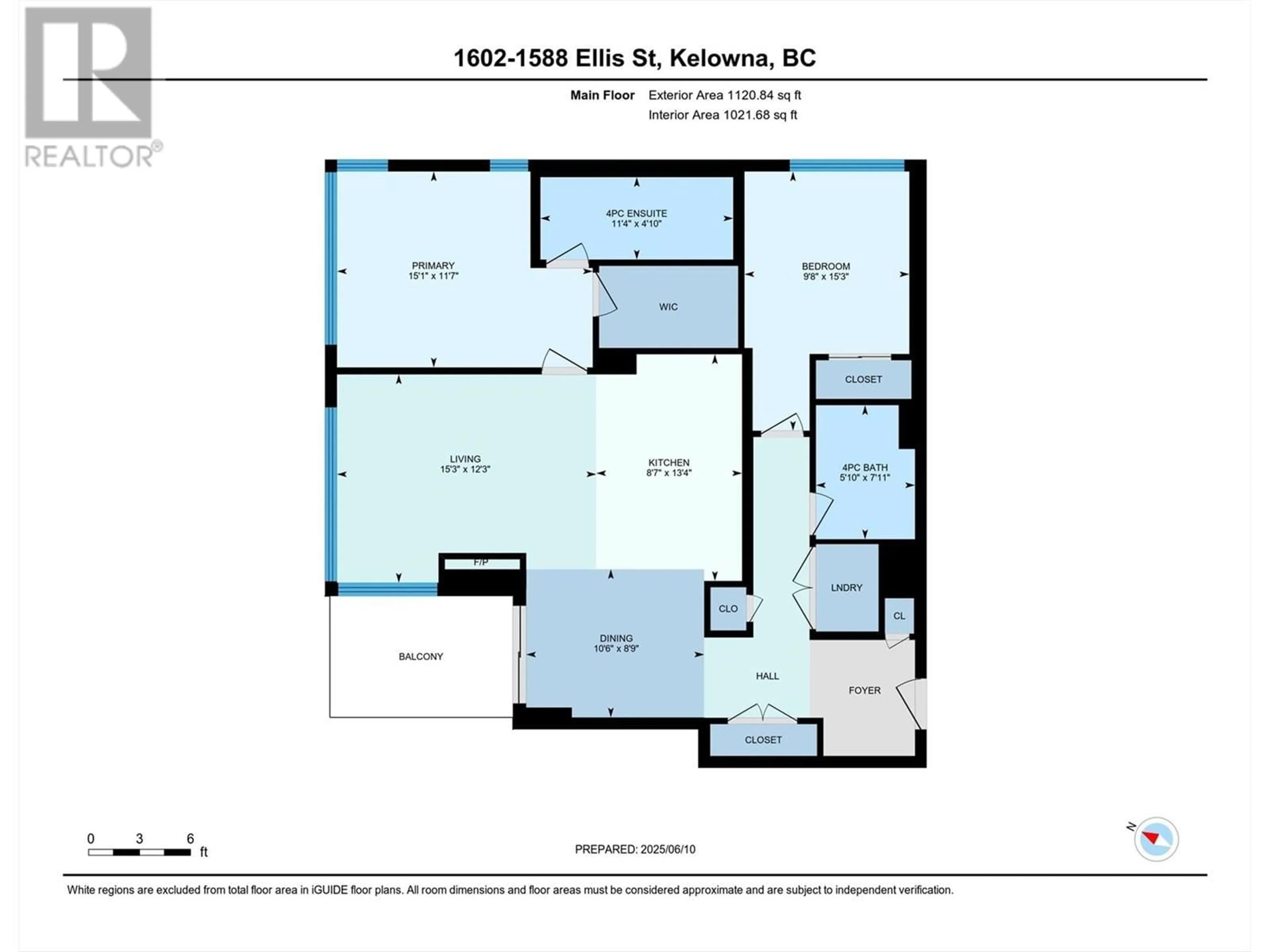 Floor plan for 1602 - 1588 ELLIS STREET, Kelowna British Columbia V1Y0H1