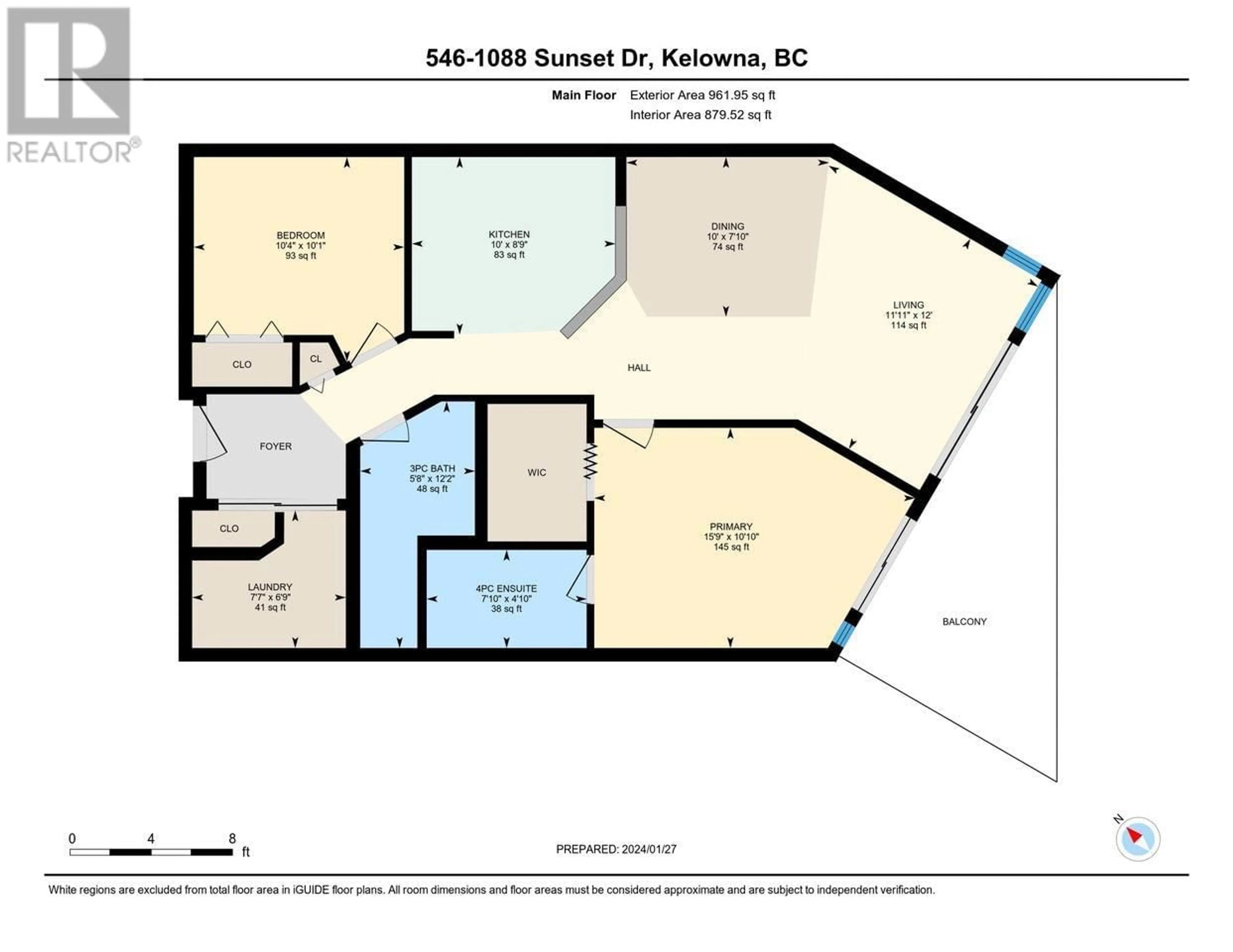 Floor plan for 546 - 1088 SUNSET DRIVE, Kelowna British Columbia V1Y9W1