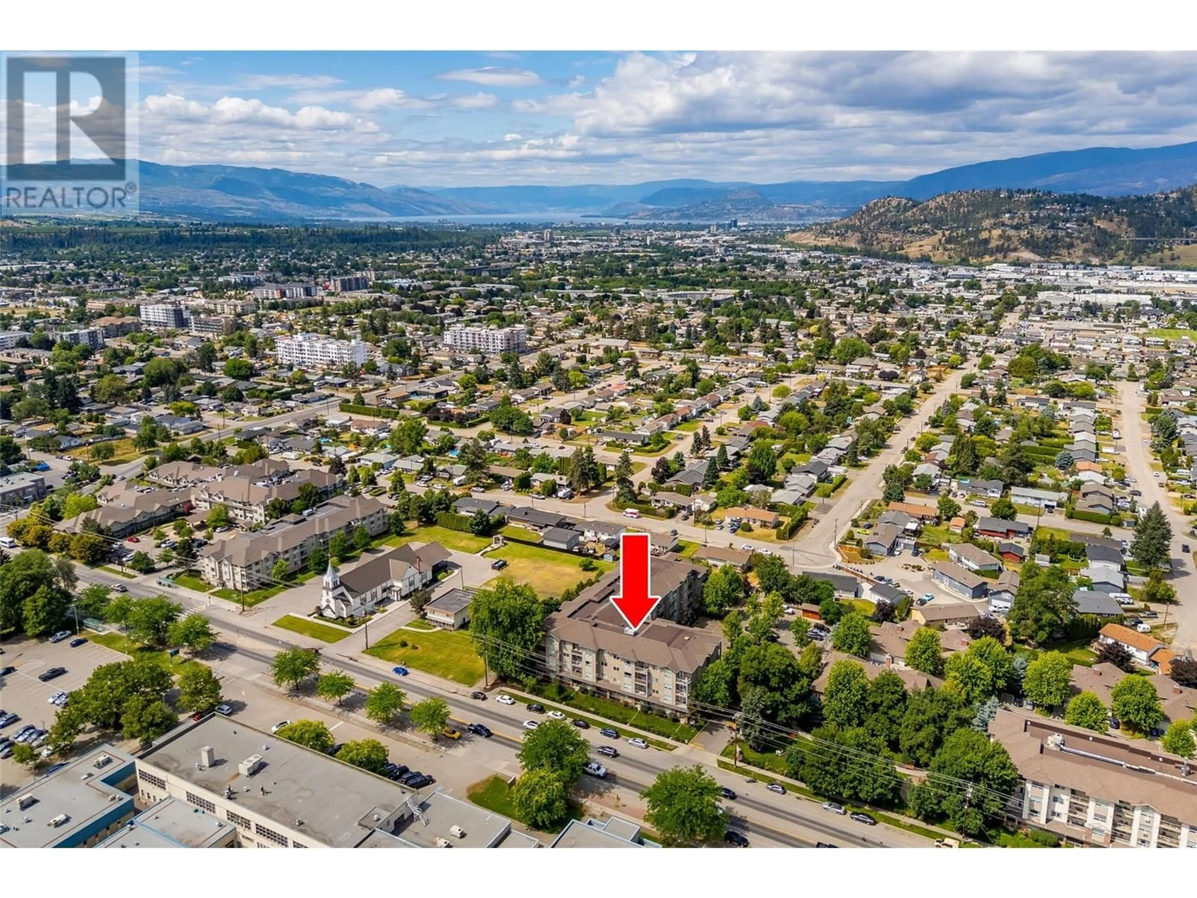 A pic from outside/outdoor area/front of a property/back of a property/a pic from drone, mountain view for 311 - 770 RUTLAND ROAD, Kelowna British Columbia V1X3B7