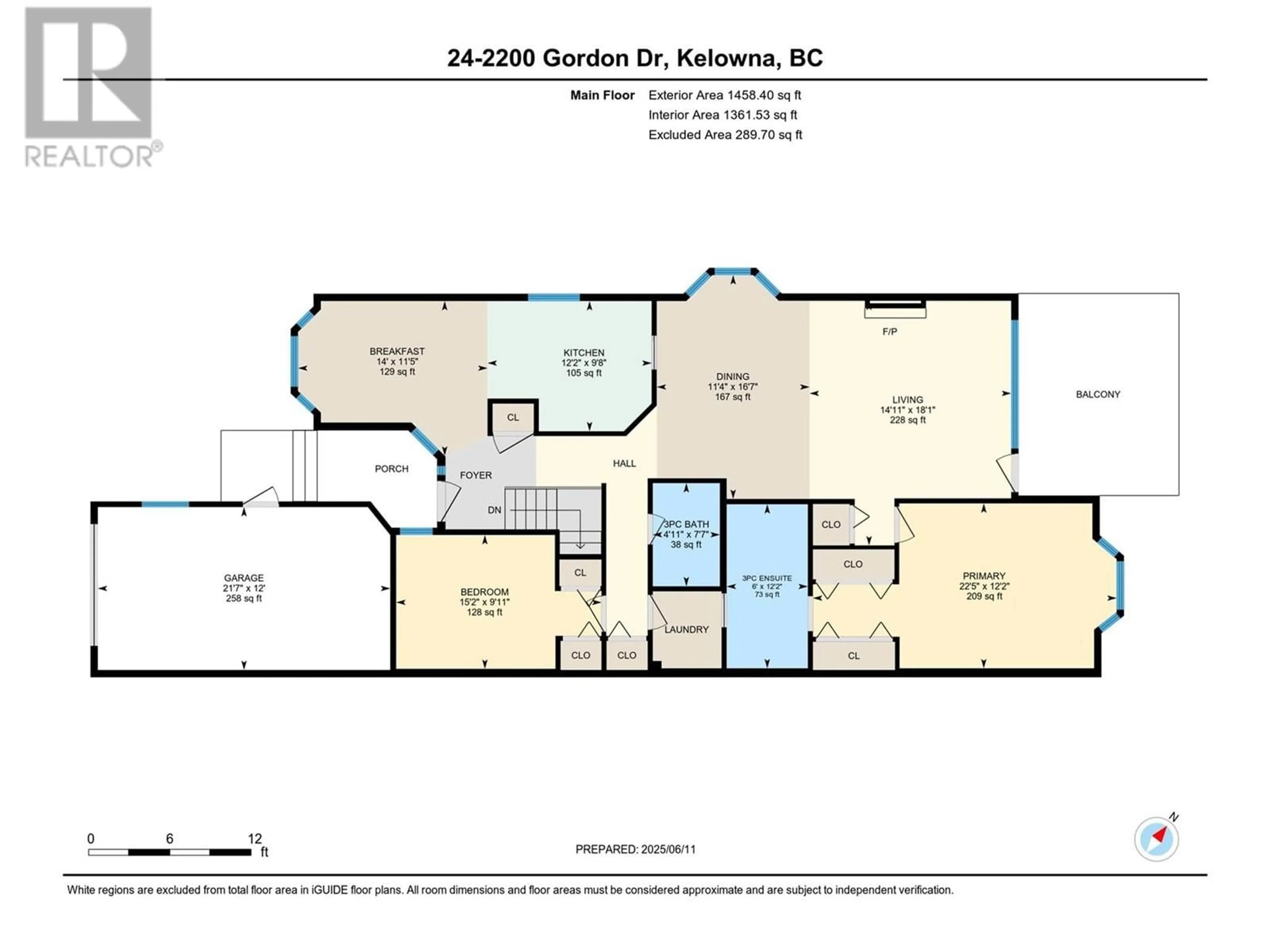Floor plan for 24 - 2200 GORDON DRIVE, Kelowna British Columbia V1Y8T7