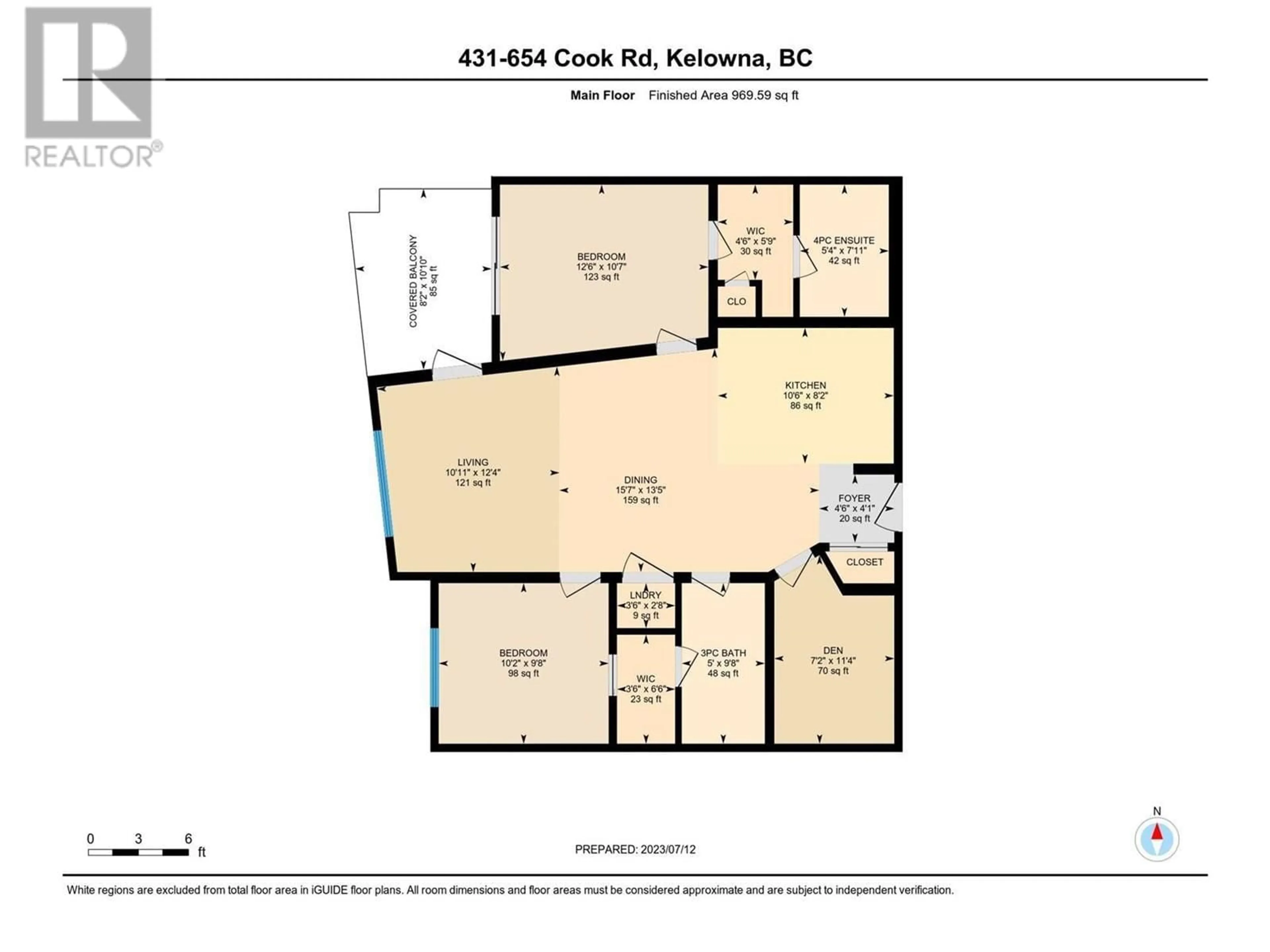 Floor plan for 431 - 654 COOK ROAD, Kelowna British Columbia V1W3G7