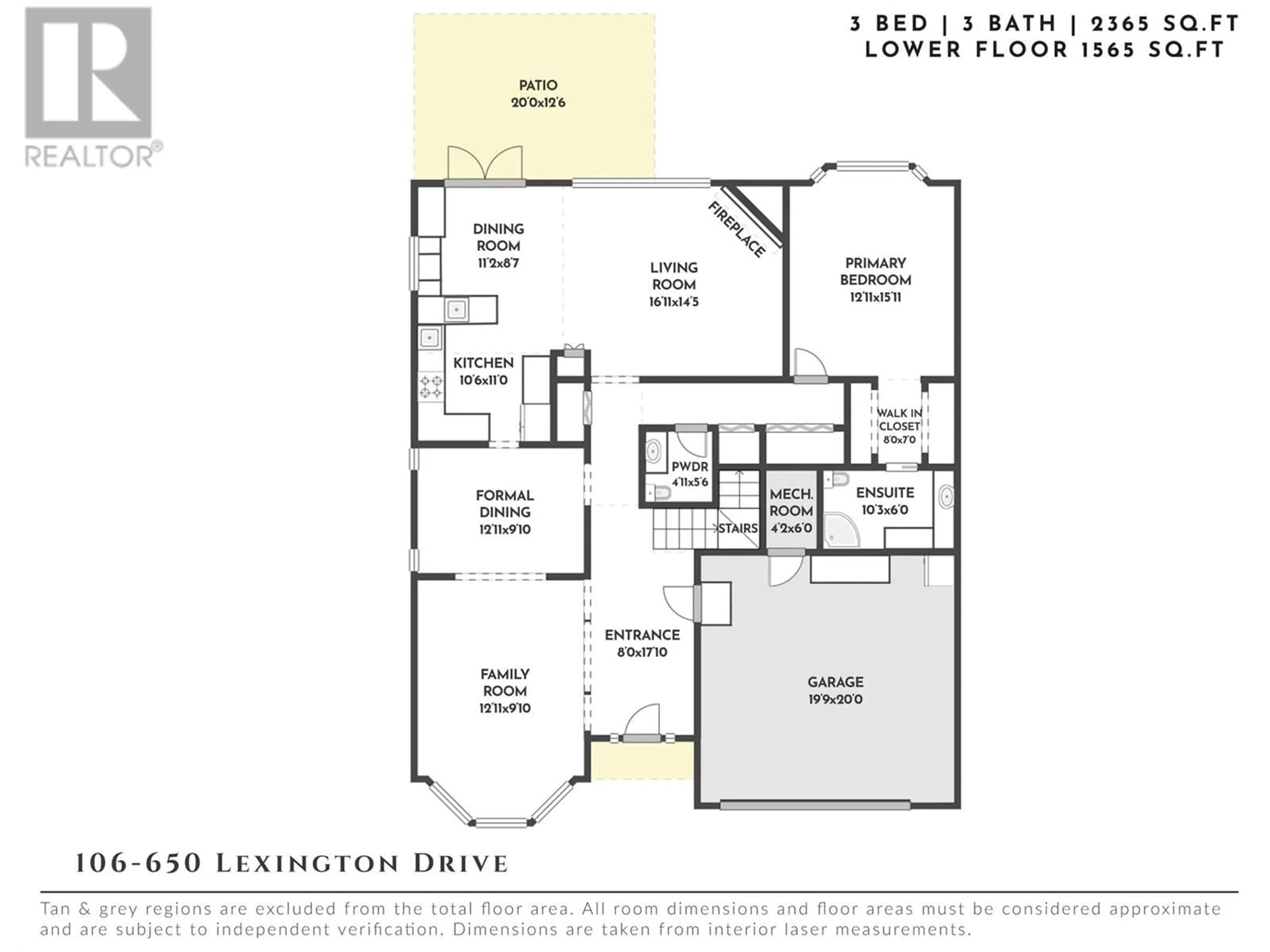 Floor plan for 106 - 650 LEXINGTON DRIVE, Kelowna British Columbia V1W3B6