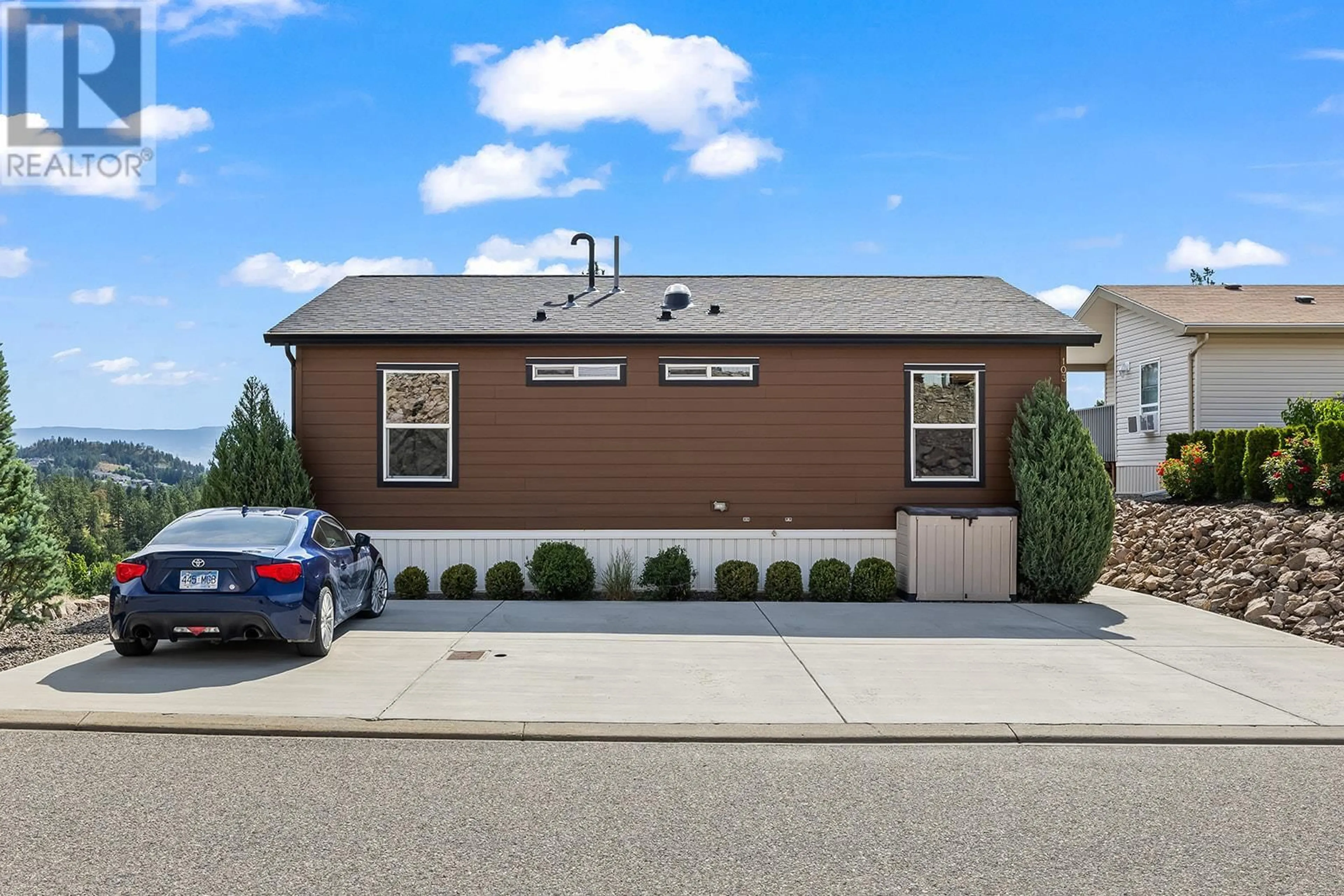 Home with vinyl exterior material, street for 103 - 1750 LENZ ROAD, West Kelowna British Columbia V1Z3N1