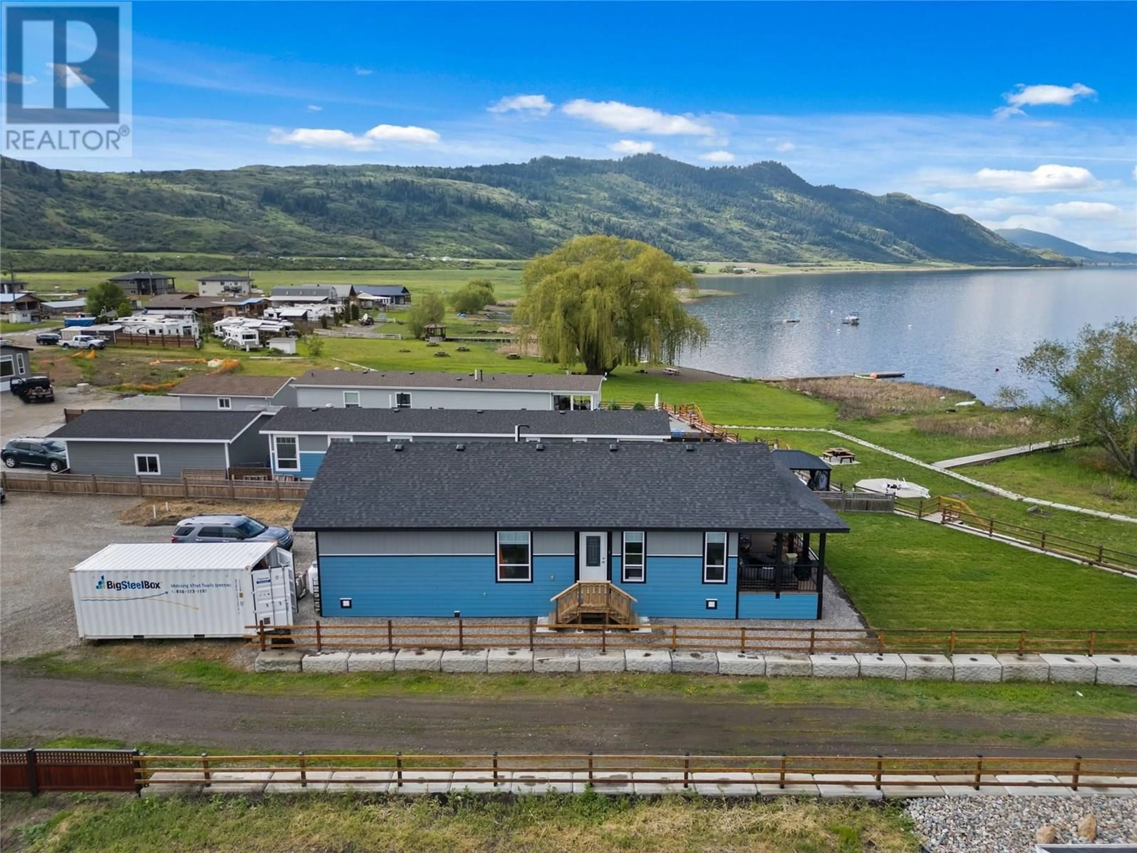 A pic from outside/outdoor area/front of a property/back of a property/a pic from drone, water/lake/river/ocean view for 128 - 63 ANTOINE ROAD, Vernon British Columbia V1H2A3