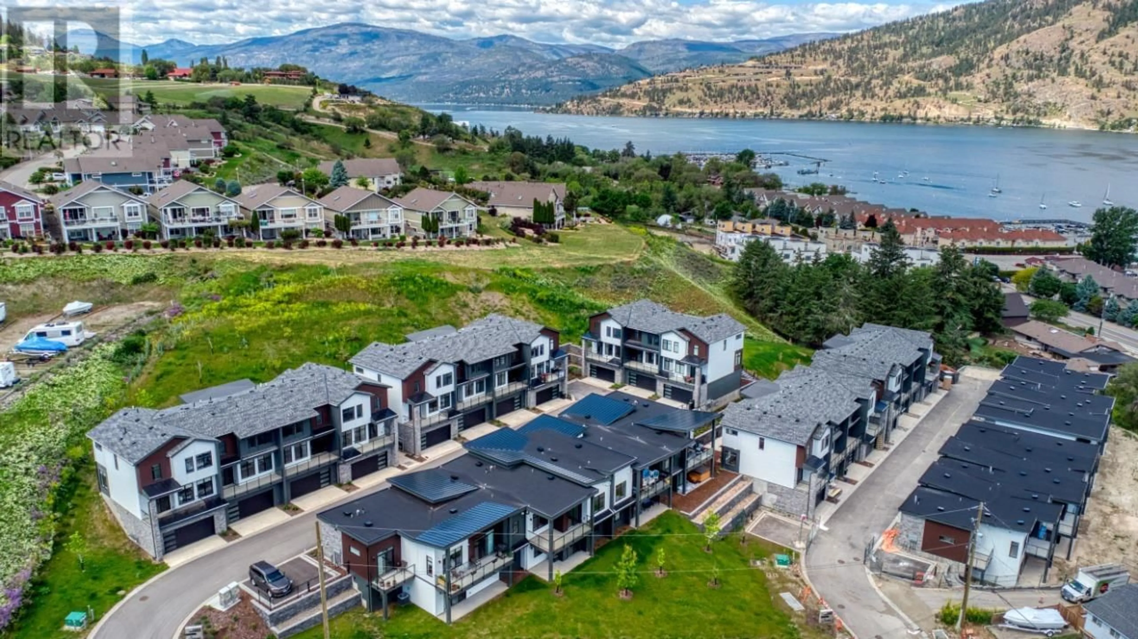 A pic from outside/outdoor area/front of a property/back of a property/a pic from drone, water/lake/river/ocean view for 5 - 7599 KLINGER ROAD, Vernon British Columbia V1H1G9