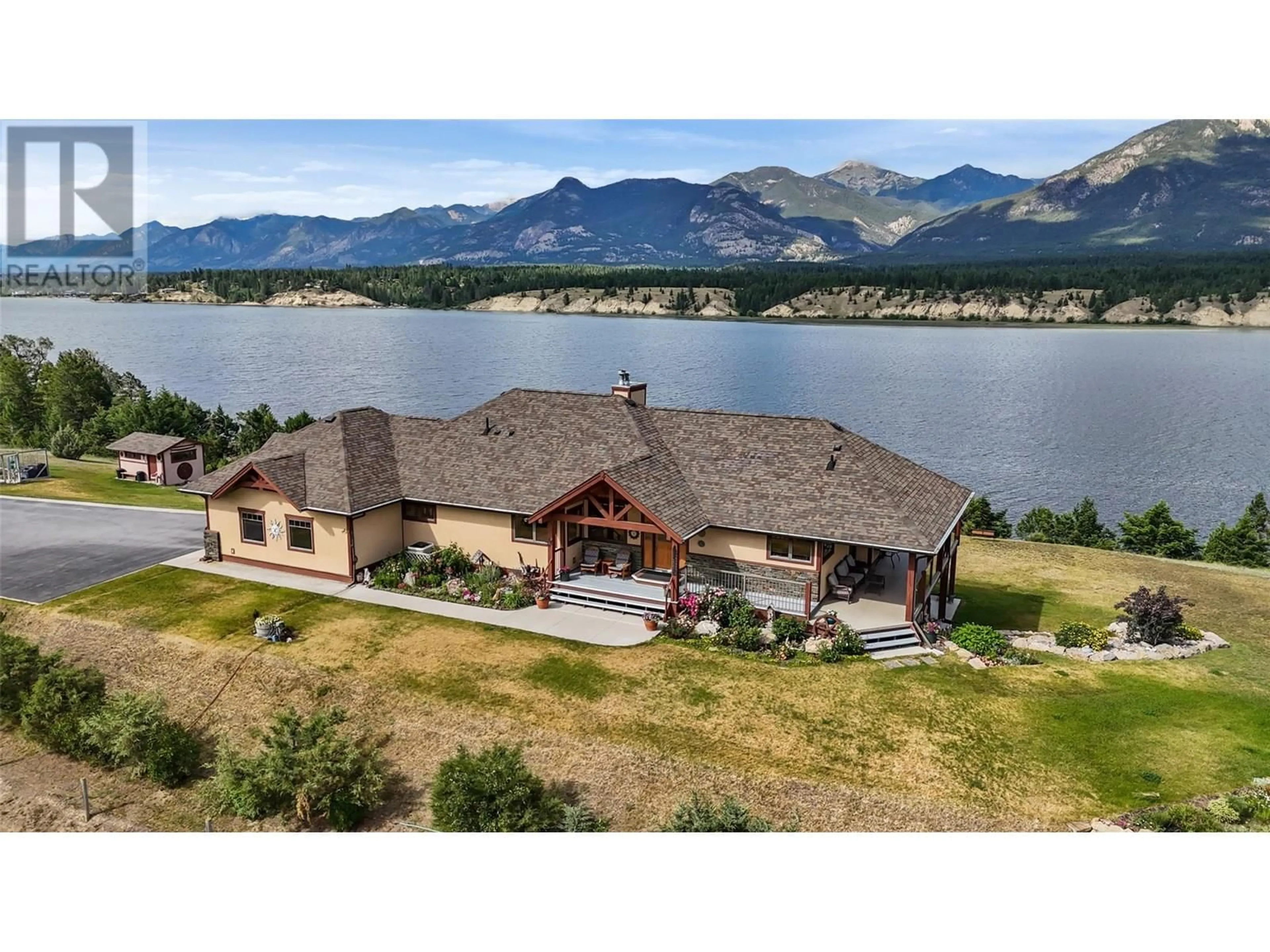 A pic from outside/outdoor area/front of a property/back of a property/a pic from drone, water/lake/river/ocean view for 2335 RUAULT ROAD, Invermere British Columbia V0A1K4
