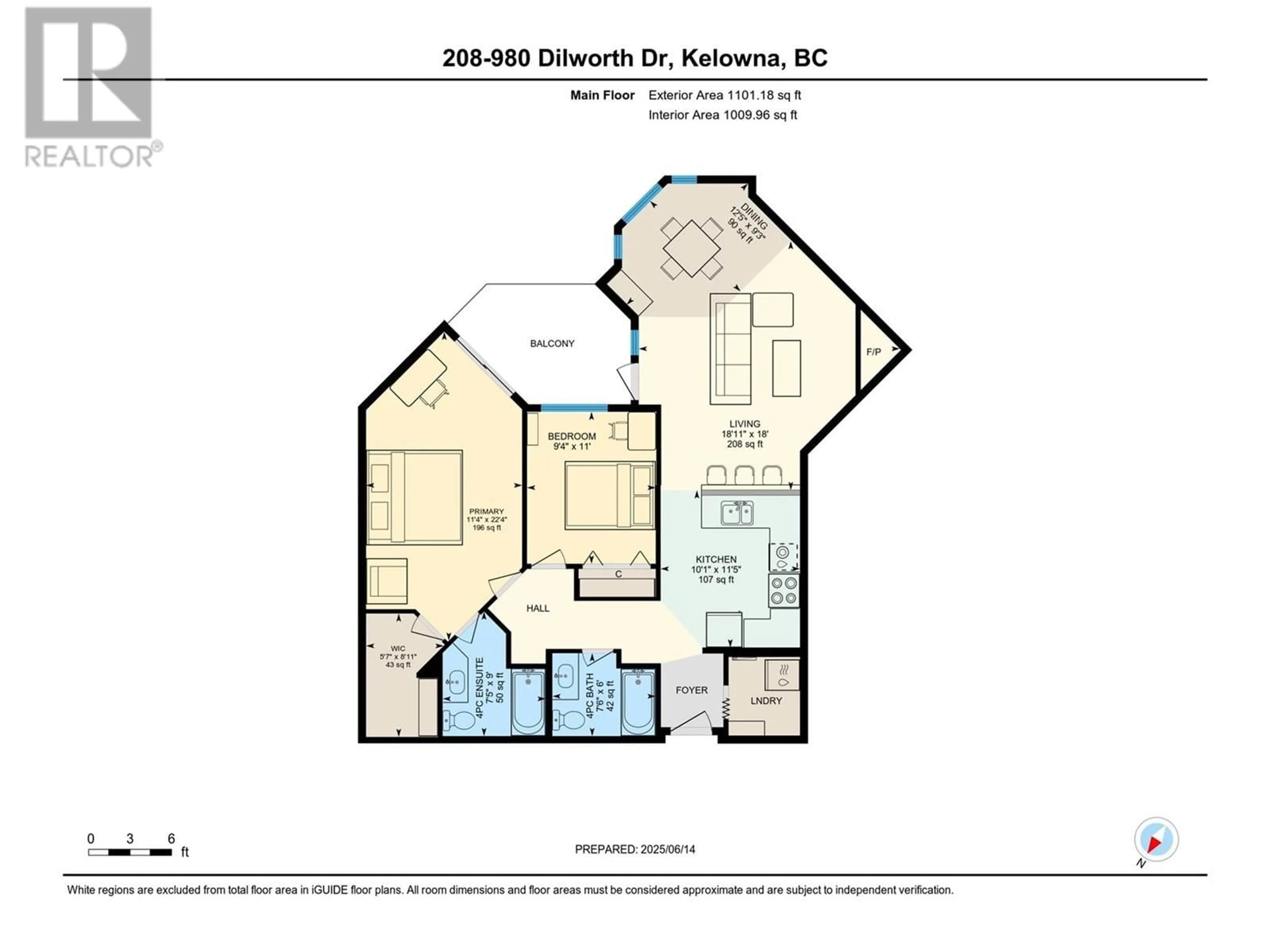 Floor plan for 208 - 980 DILWORTH DRIVE, Kelowna British Columbia V1V1S6