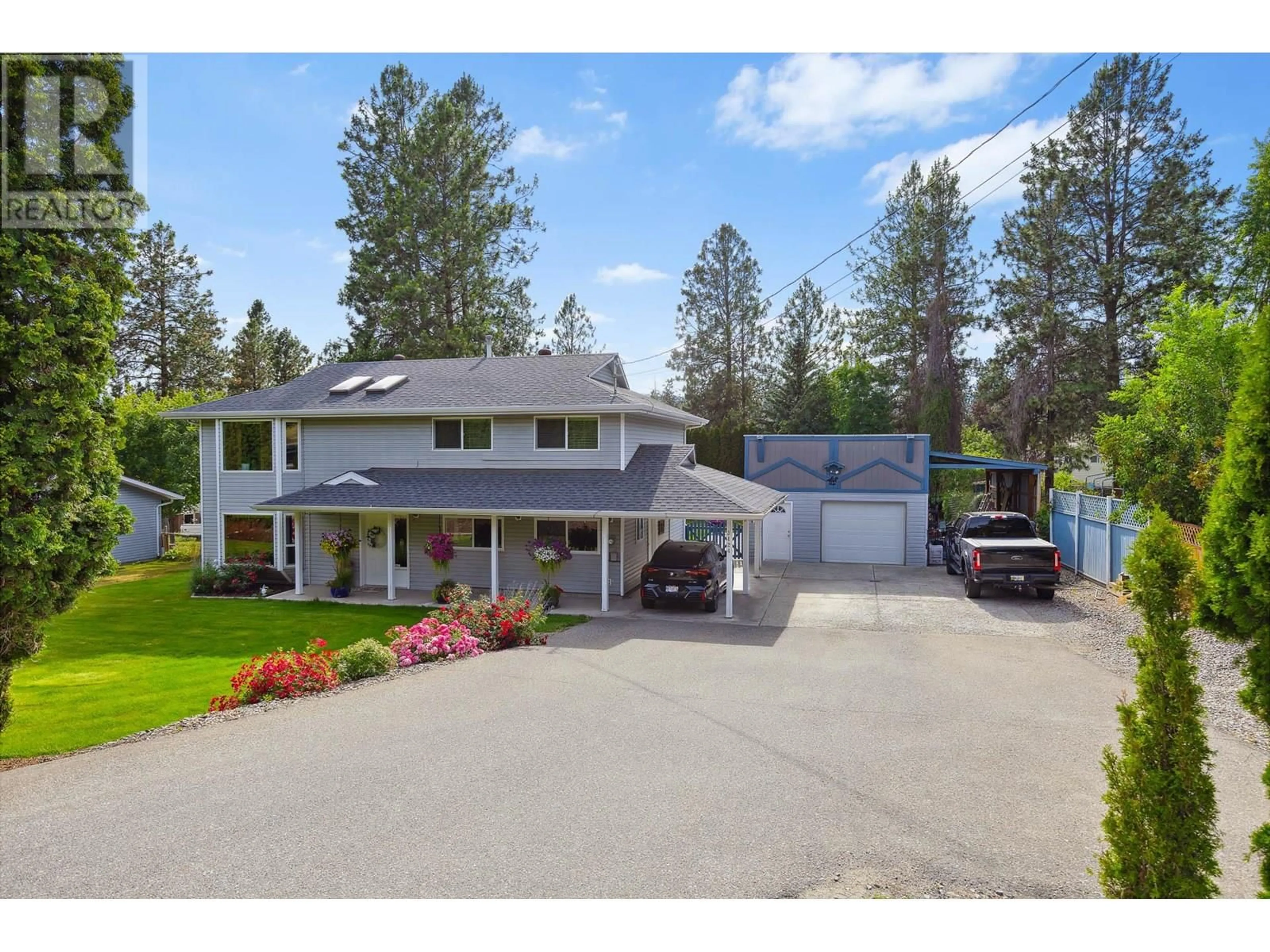 A pic from outside/outdoor area/front of a property/back of a property/a pic from drone, street for 3424 EAST BOUNDARY ROAD, Westbank British Columbia V4T2H4