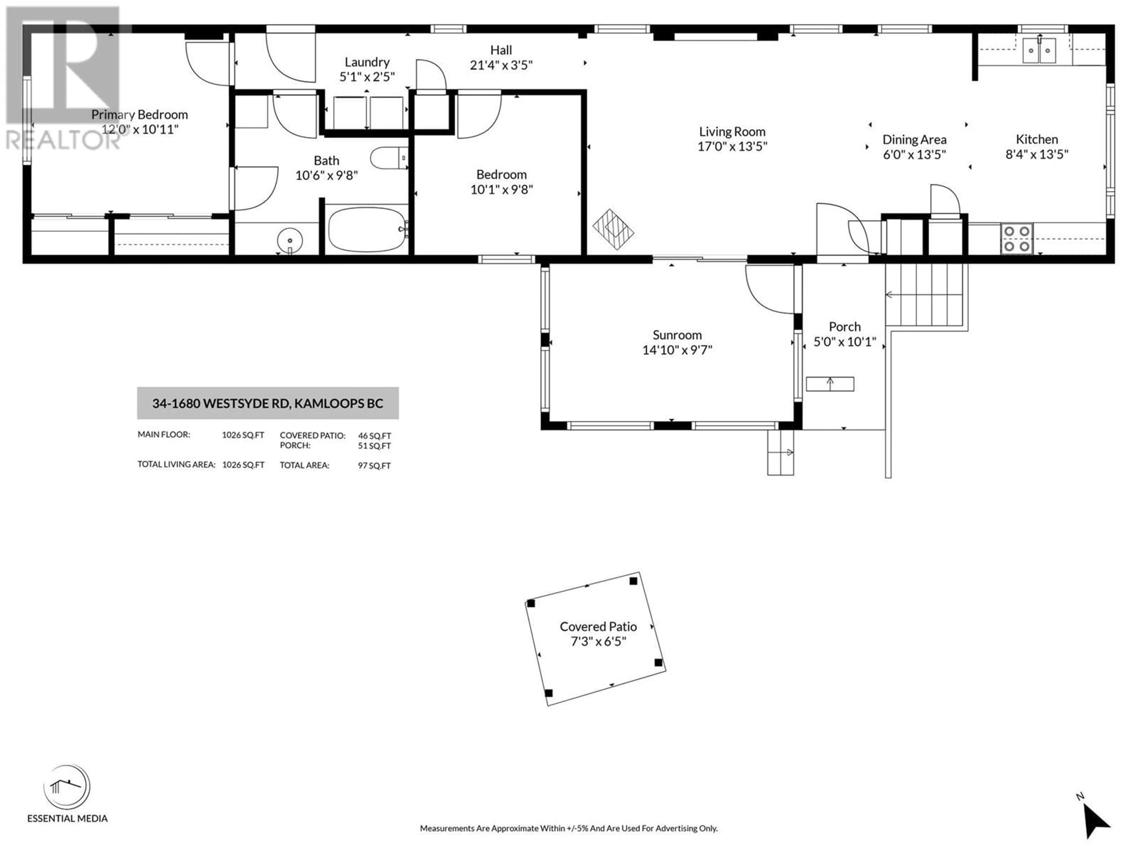 Floor plan for 34 - 1680 WESTSYDE ROAD, Kamloops British Columbia V2B7B6