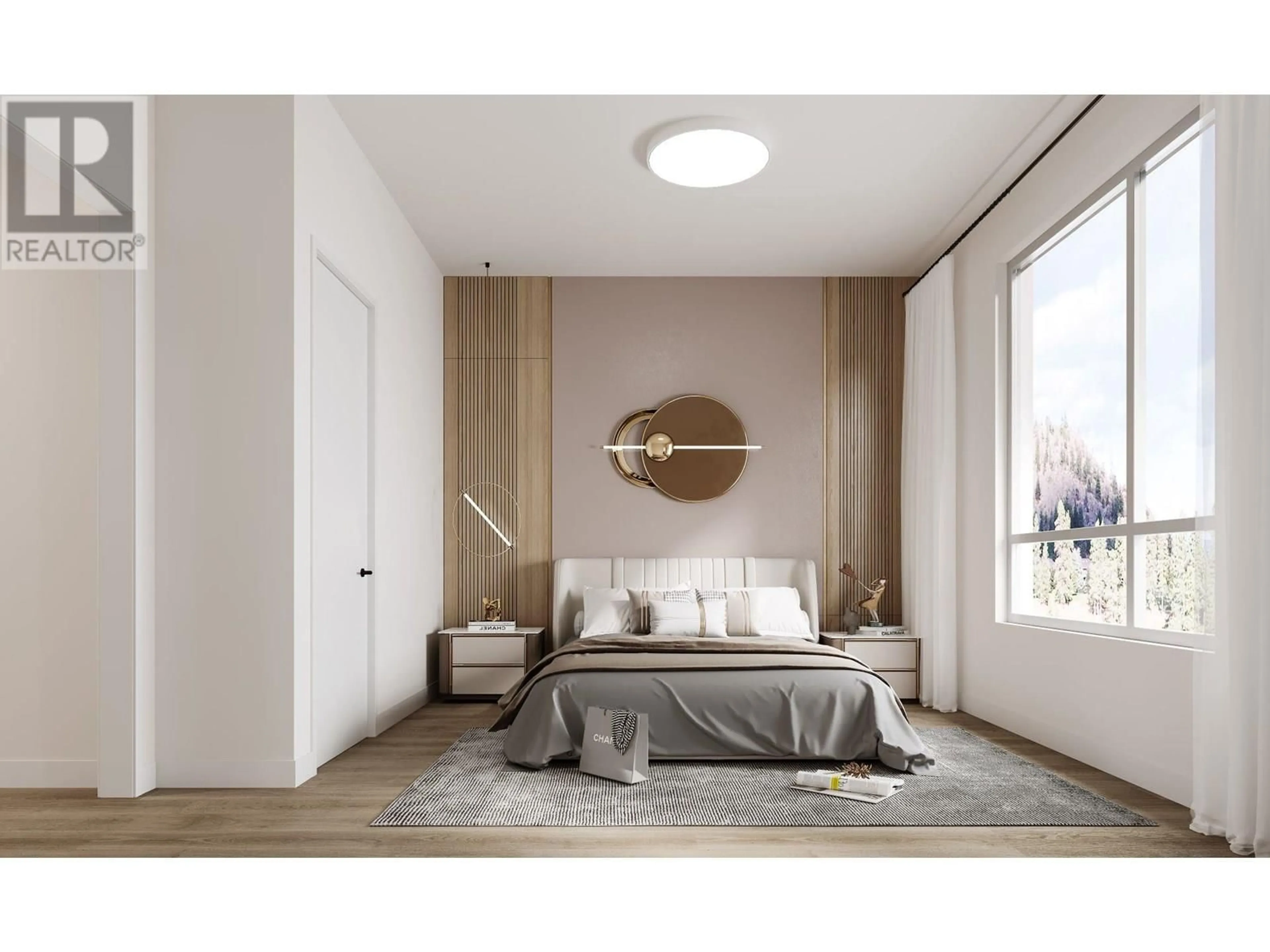 Bedroom with bed, wood/laminate floor for 307 - 2749 SHANNON LAKE ROAD, West Kelowna British Columbia V4T1V6