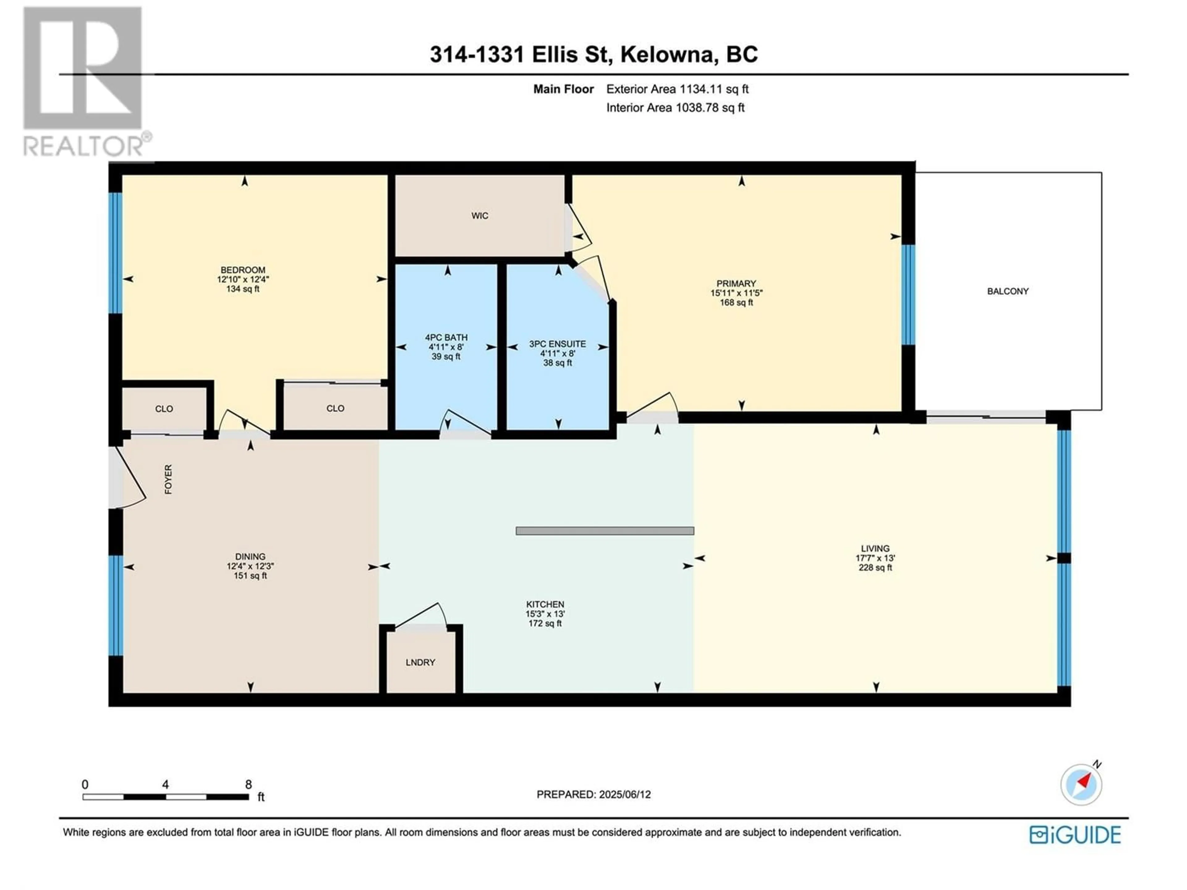 Floor plan for 314 - 1331 ELLIS STREET, Kelowna British Columbia V1Y1Z9