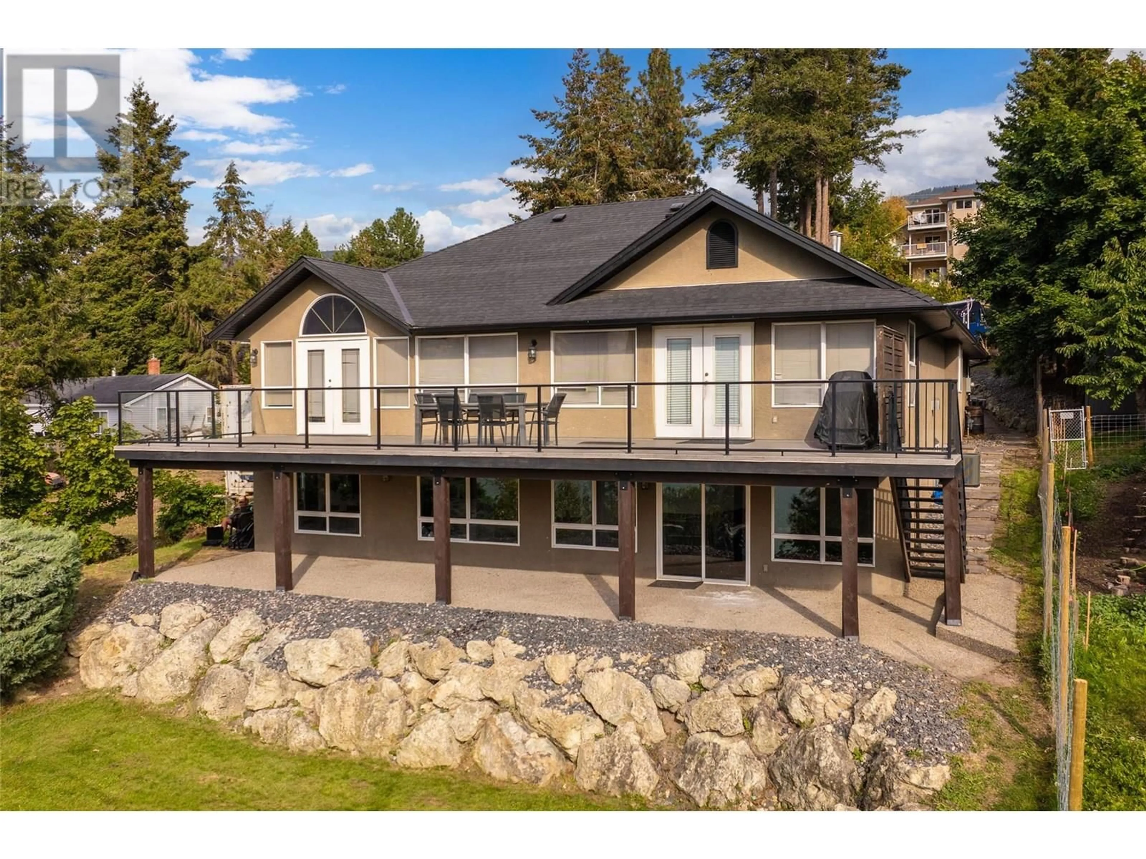 A pic from outside/outdoor area/front of a property/back of a property/a pic from drone, water/lake/river/ocean view for 14876 OYAMA ROAD, Oyama British Columbia V4V2C6