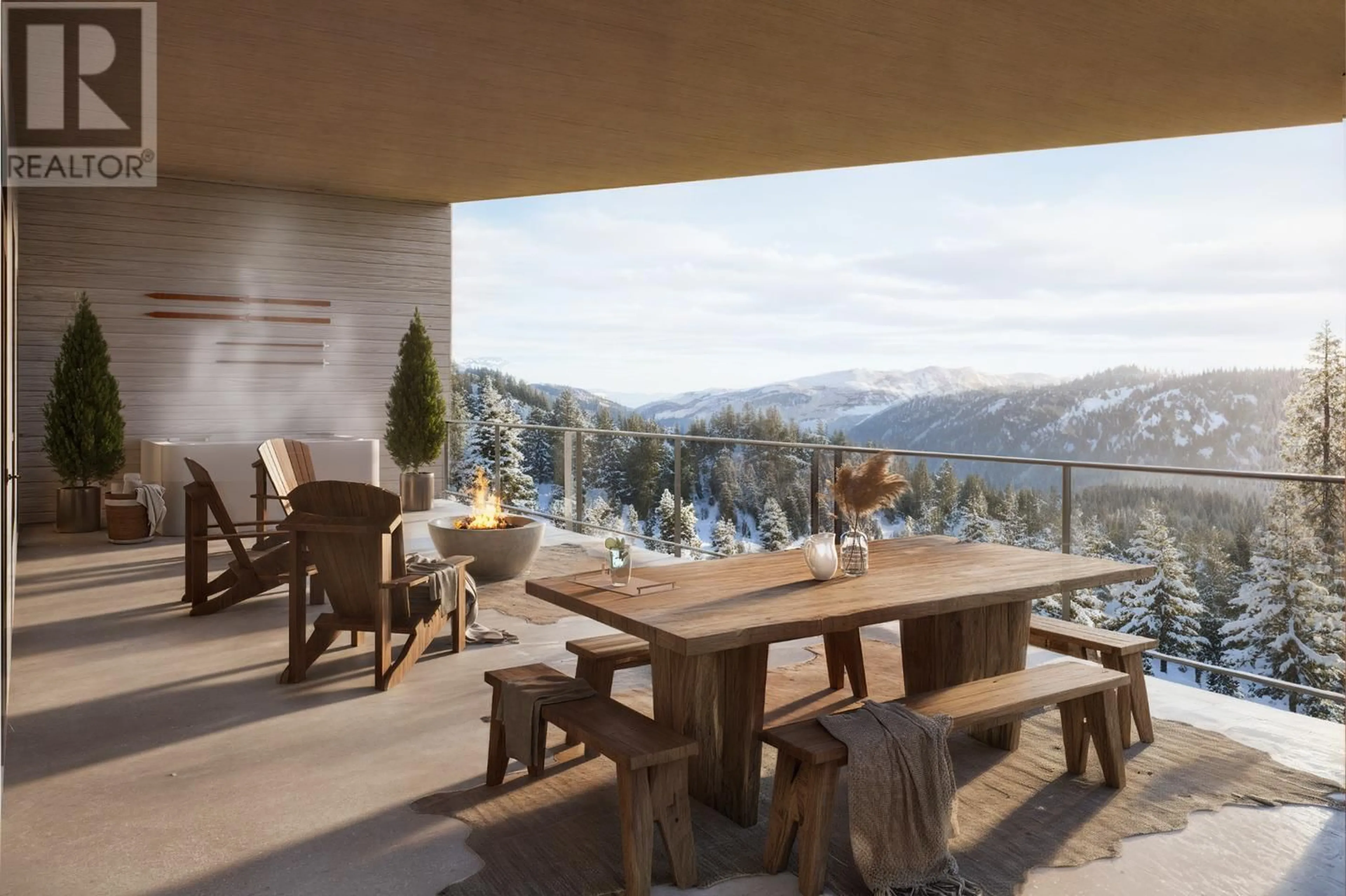 Patio, mountain view for 201 - 1010 TELEMARK ROAD, Rossland British Columbia V0G1Y0