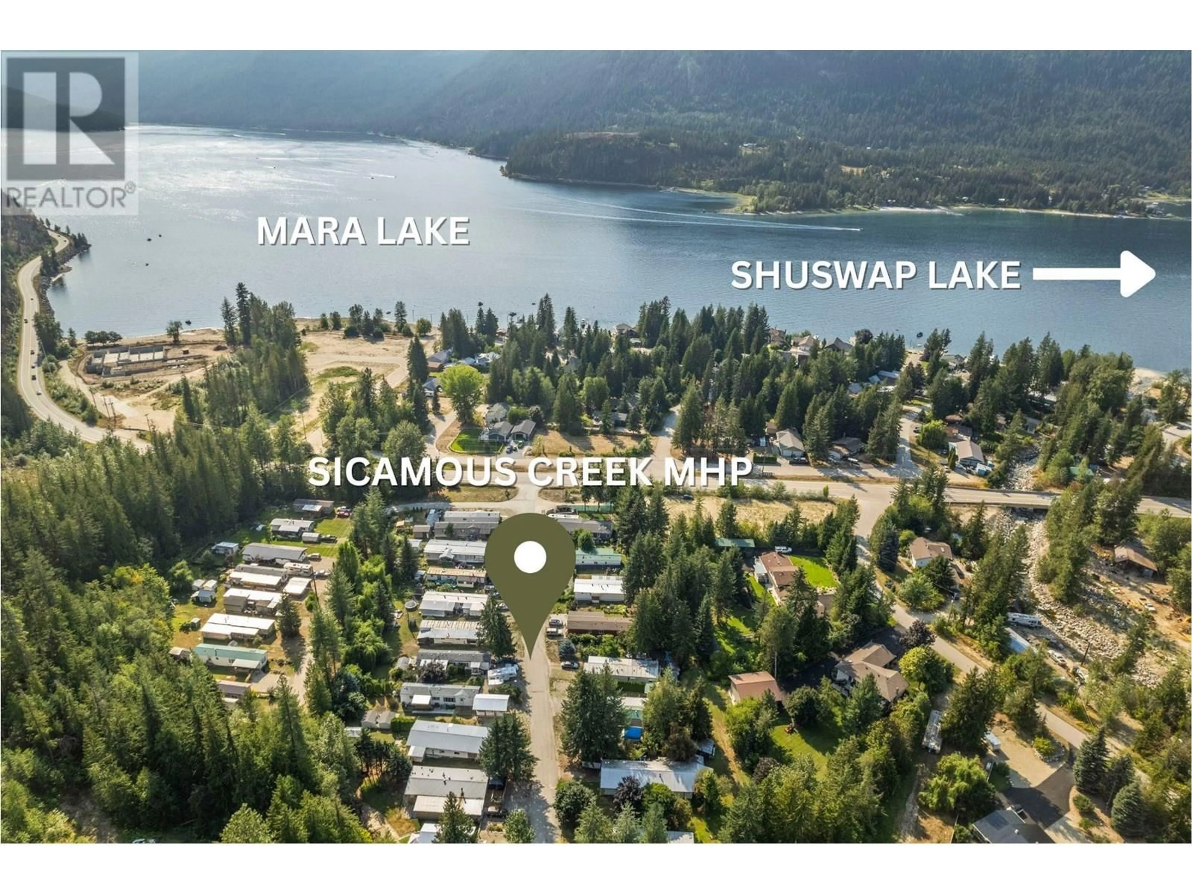 A pic from outside/outdoor area/front of a property/back of a property/a pic from drone, water/lake/river/ocean view for 34 - 5 97A HIGHWAY, Sicamous British Columbia V0E2V1