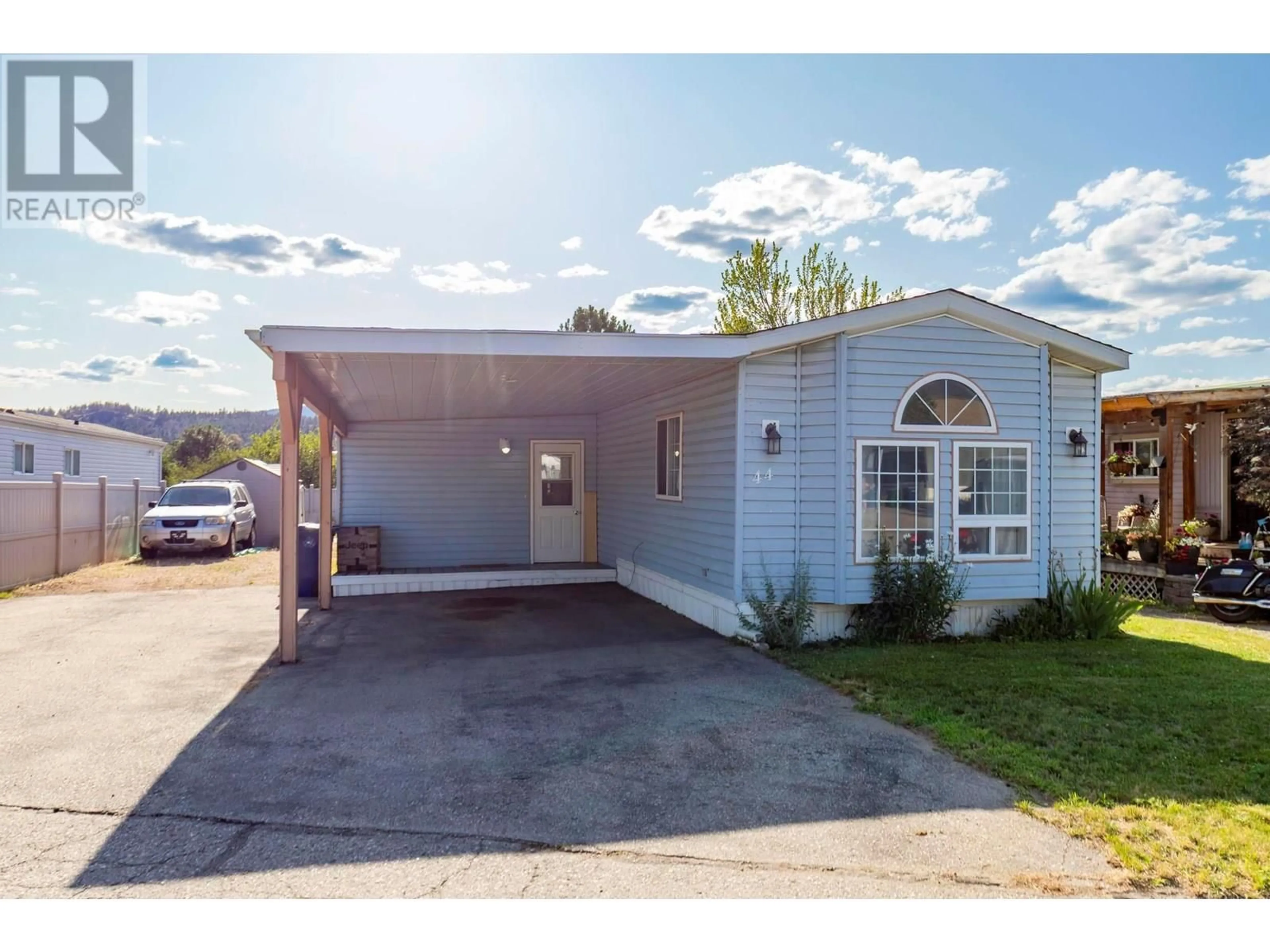 Home with vinyl exterior material, street for 44 - 9020 JIM BAILEY ROAD, Kelowna British Columbia V4V1E3
