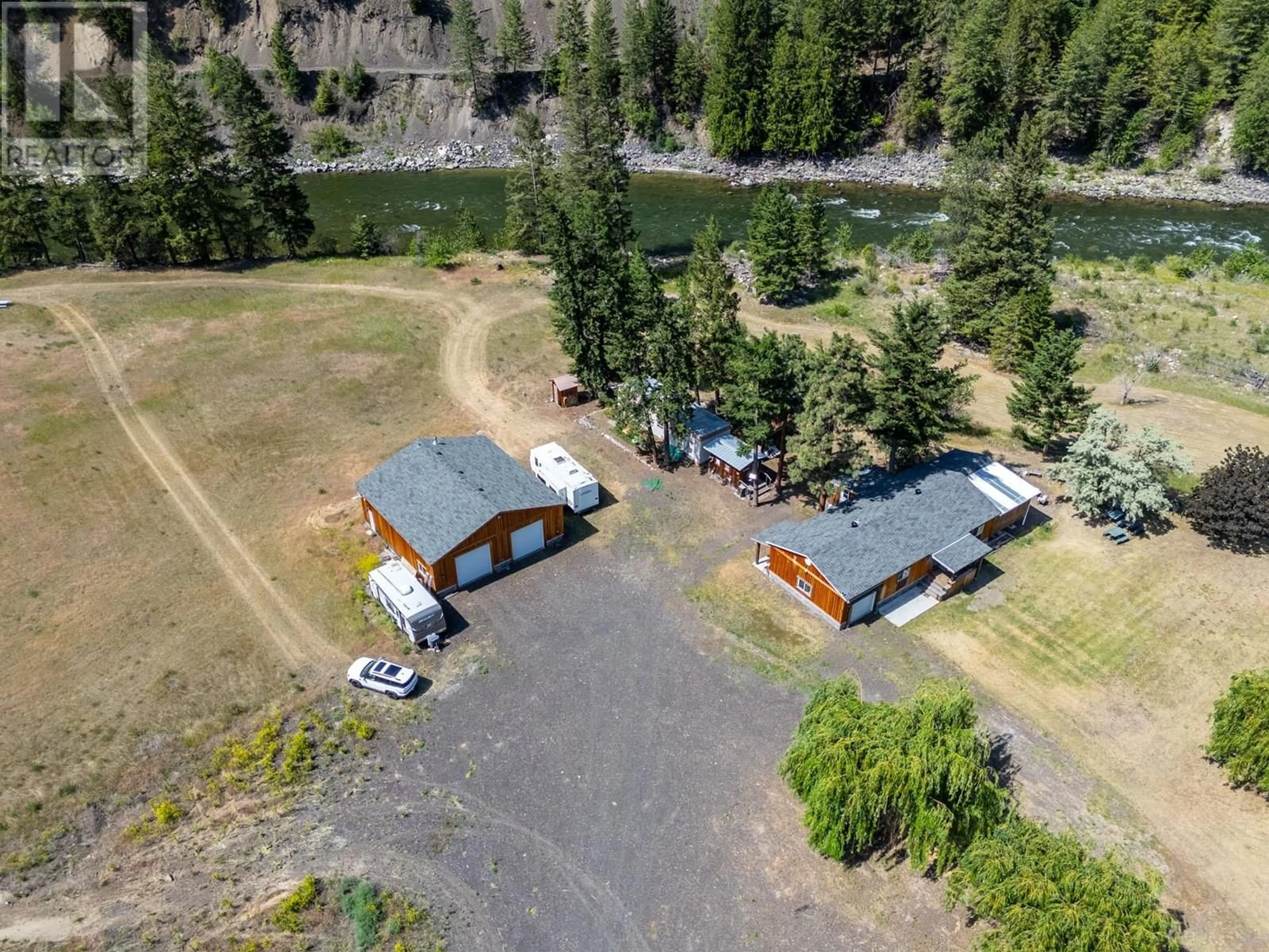 A pic from outside/outdoor area/front of a property/back of a property/a pic from drone, mountain view for 6097 HIGHWAY 3 OTHER, Hedley British Columbia V0X1N1