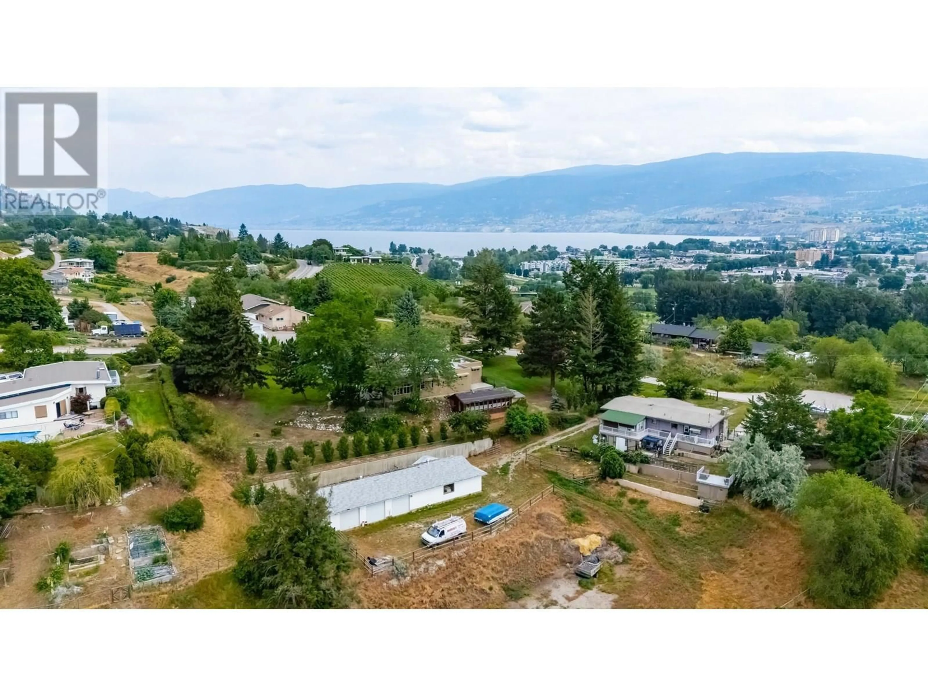 A pic from outside/outdoor area/front of a property/back of a property/a pic from drone, water/lake/river/ocean view for 119 SUNGLO DRIVE, Penticton British Columbia V2A8X6