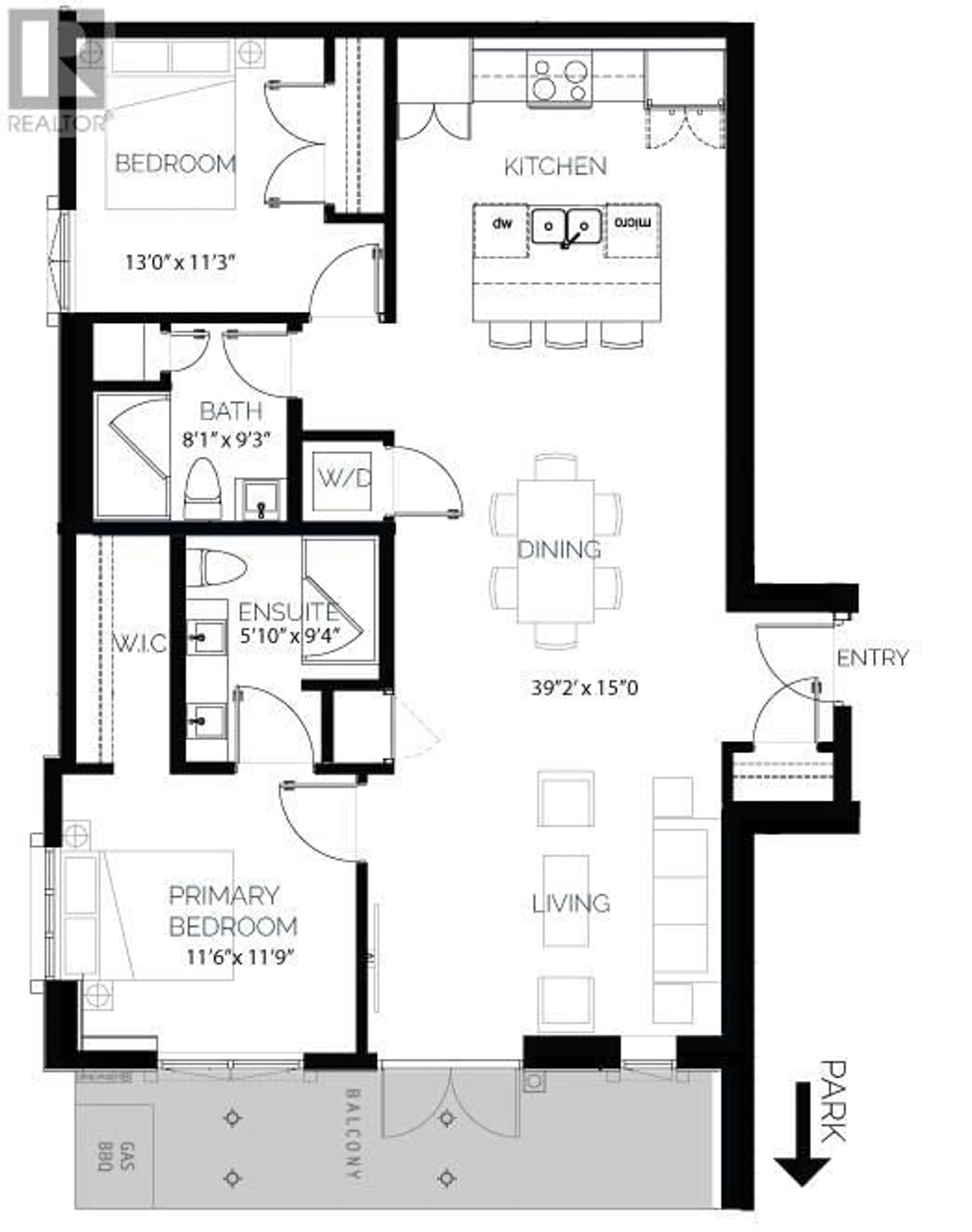 Floor plan for 204 - 959 MANHATTAN DRIVE, Kelowna British Columbia V1Y1H7
