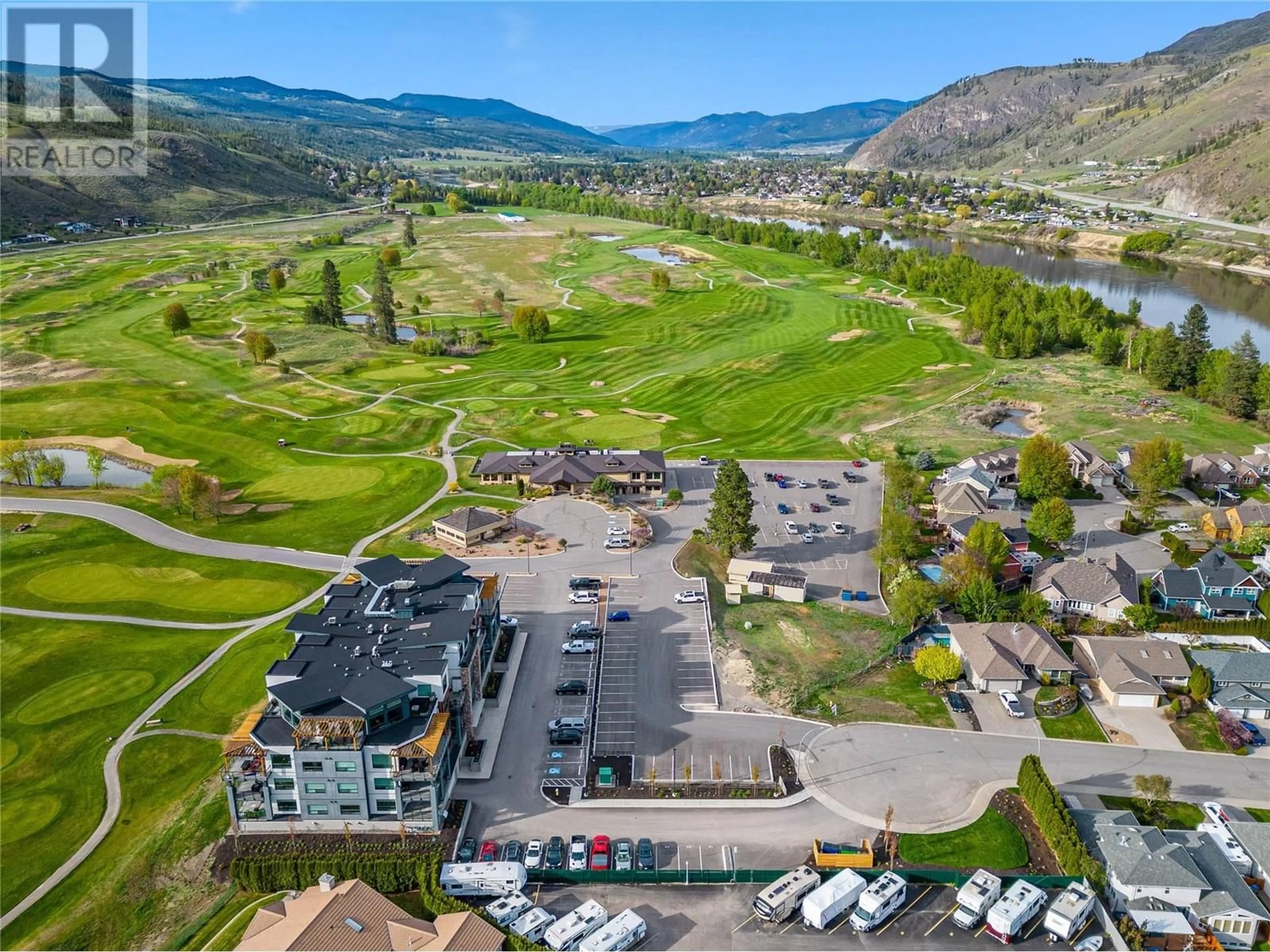 A pic from outside/outdoor area/front of a property/back of a property/a pic from drone, mountain view for 301 - 651 DUNES DRIVE, Kamloops British Columbia V2B8M8