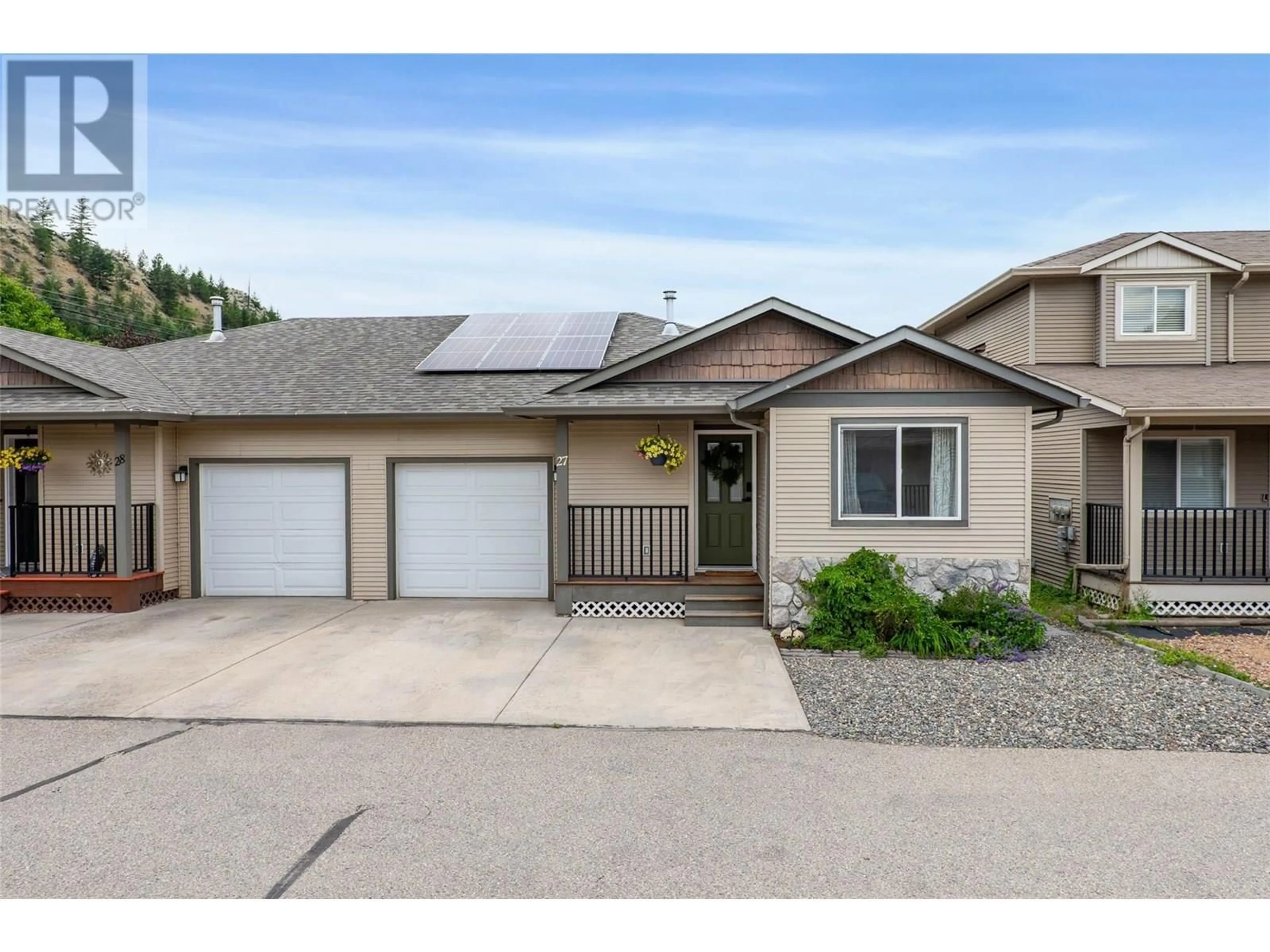 Home with vinyl exterior material, street for 27 - 5200 DALLAS DRIVE, Kamloops British Columbia V2C6Y8