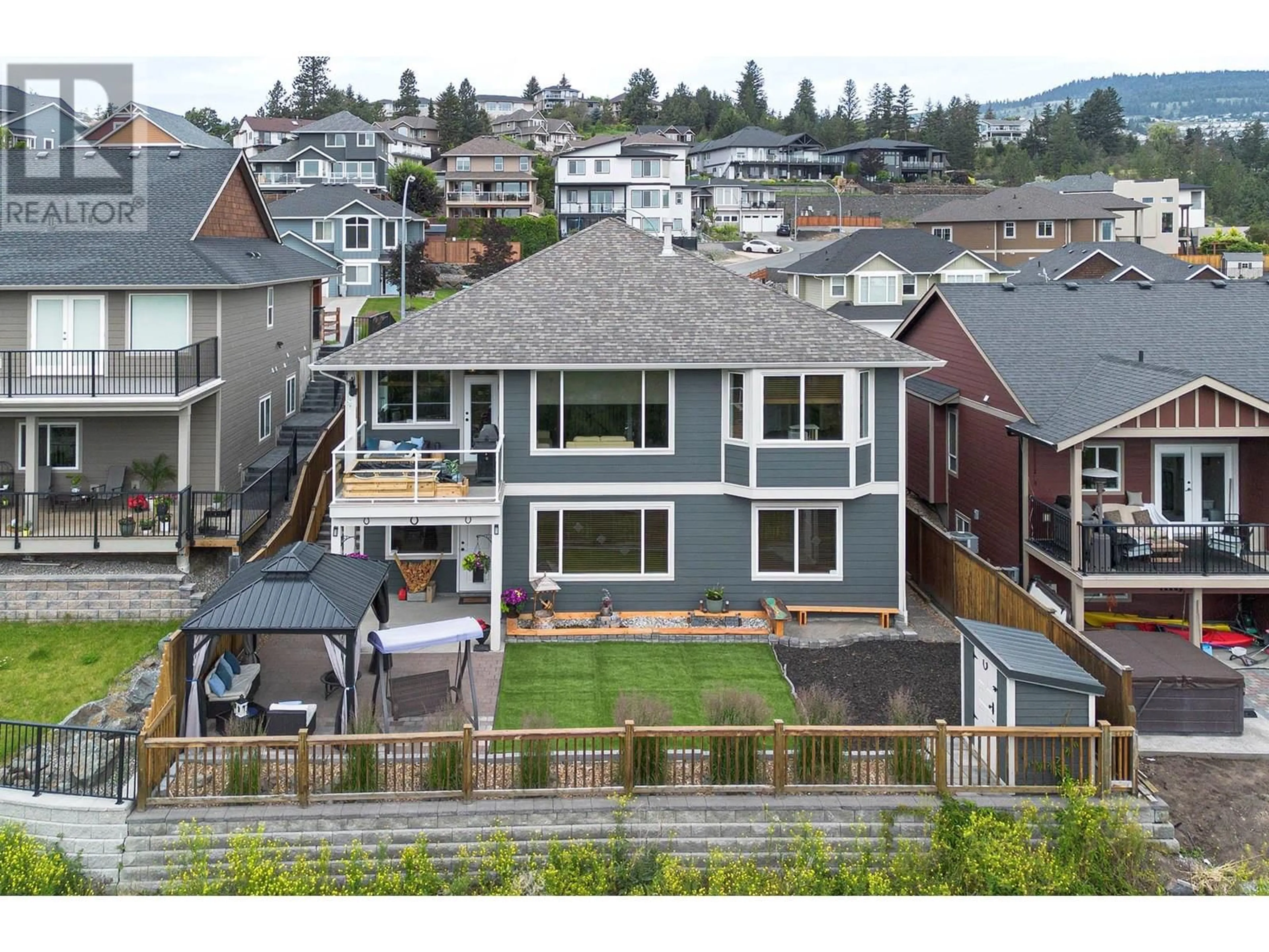 A pic from outside/outdoor area/front of a property/back of a property/a pic from drone, mountain view for 662 MONARCH DRIVE, Kamloops British Columbia V2E0B1