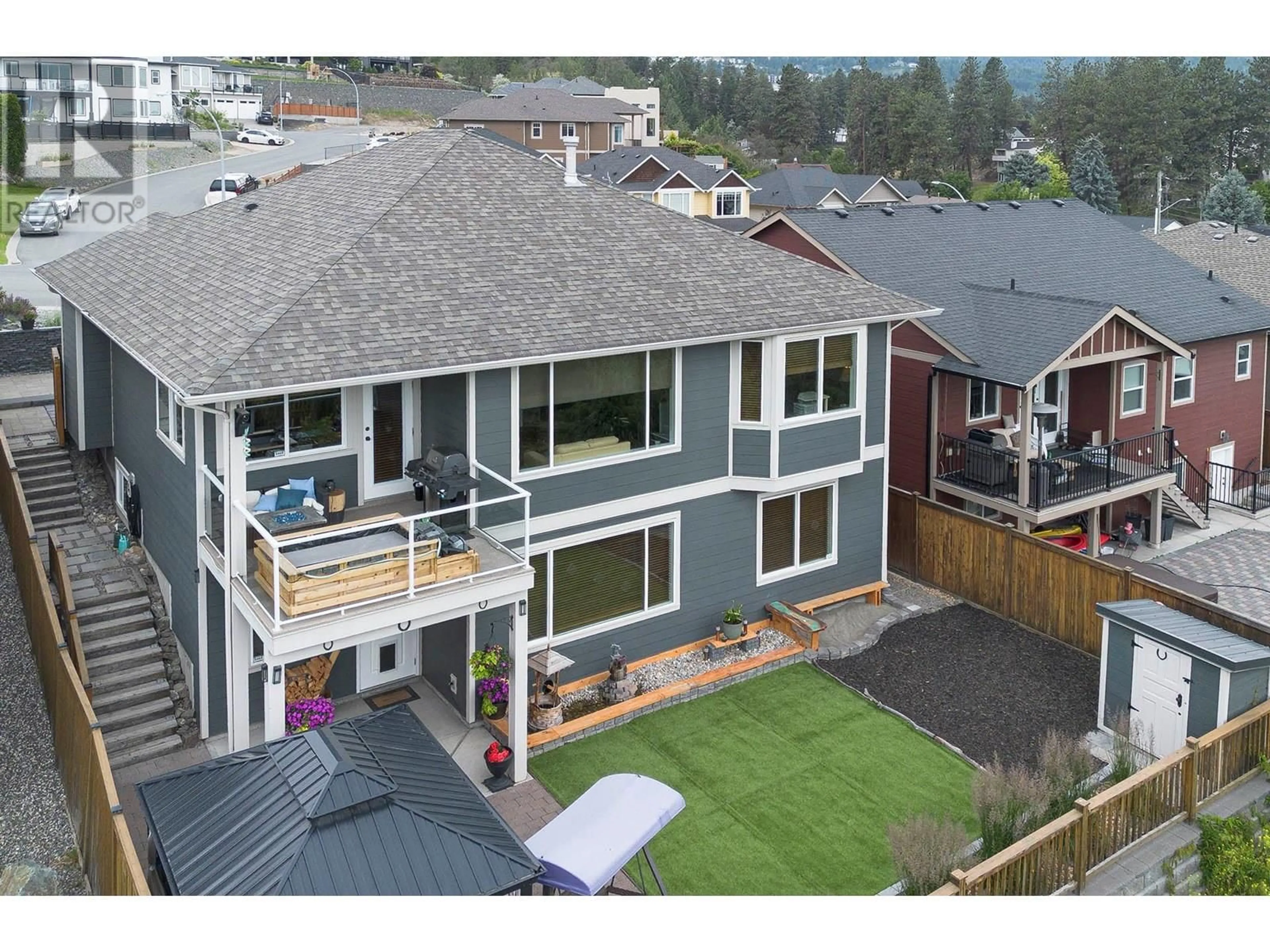 A pic from outside/outdoor area/front of a property/back of a property/a pic from drone, mountain view for 662 MONARCH DRIVE, Kamloops British Columbia V2E0B1