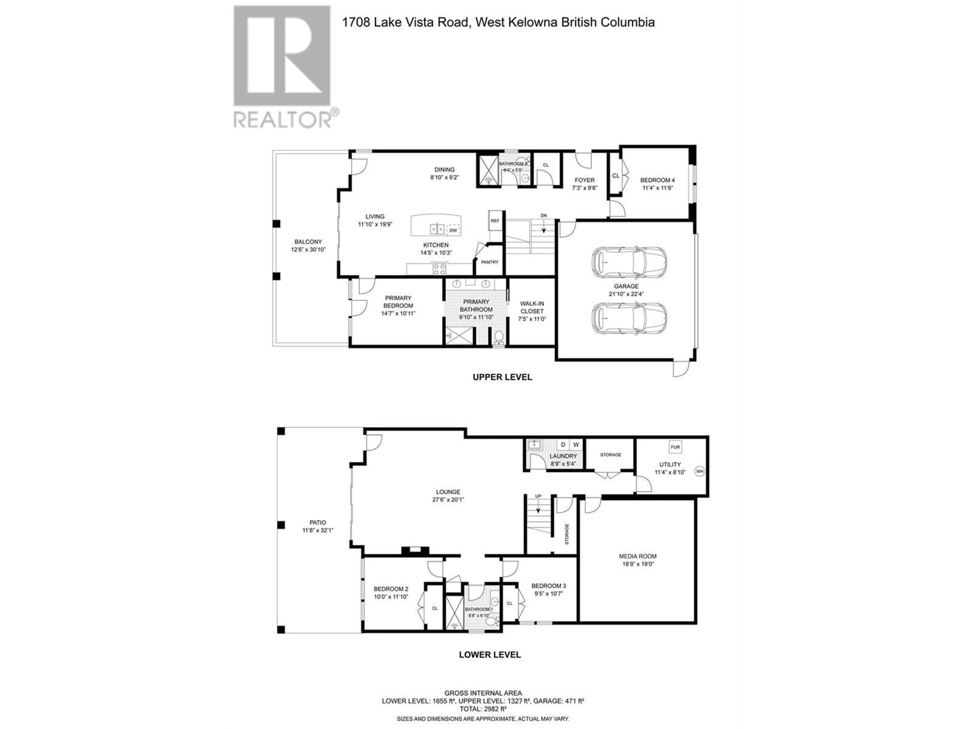 Floor plan for 1708 LAKE VISTA ROAD, West Kelowna British Columbia V1Z4E1