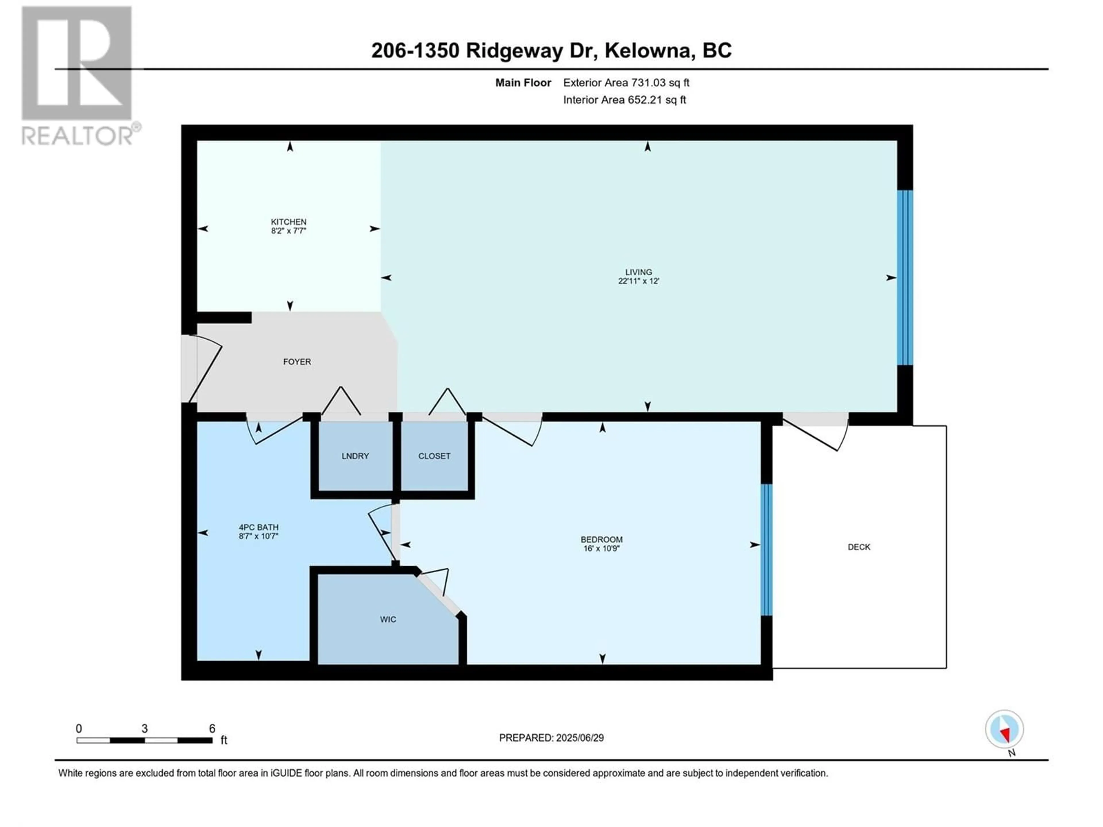 Floor plan for 206 - 1350 RIDGEWAY DRIVE, Kelowna British Columbia V1Y9T8