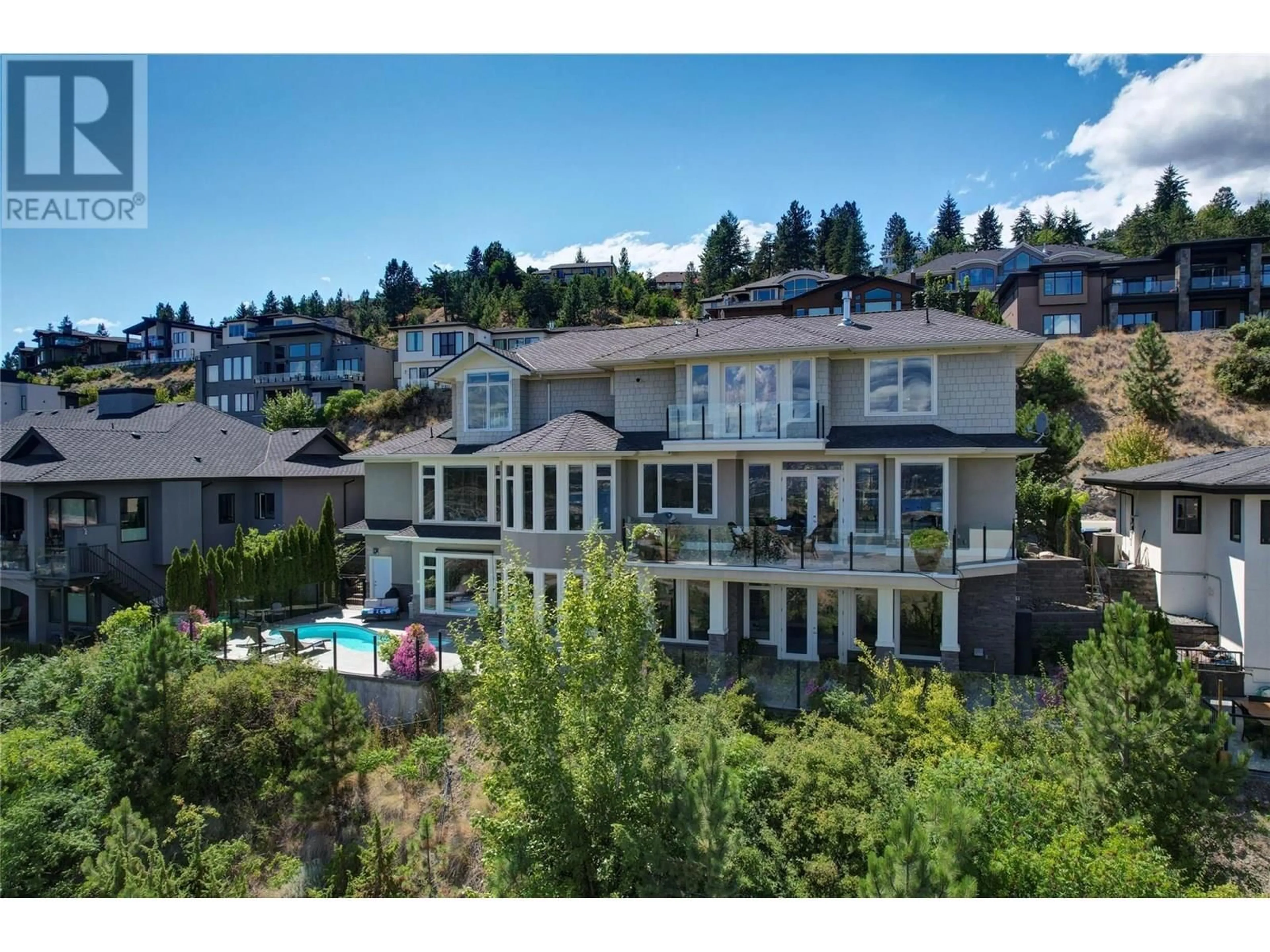 A pic from outside/outdoor area/front of a property/back of a property/a pic from drone, mountain view for 1825 SCOTT CRESCENT, West Kelowna British Columbia V1Z4B8