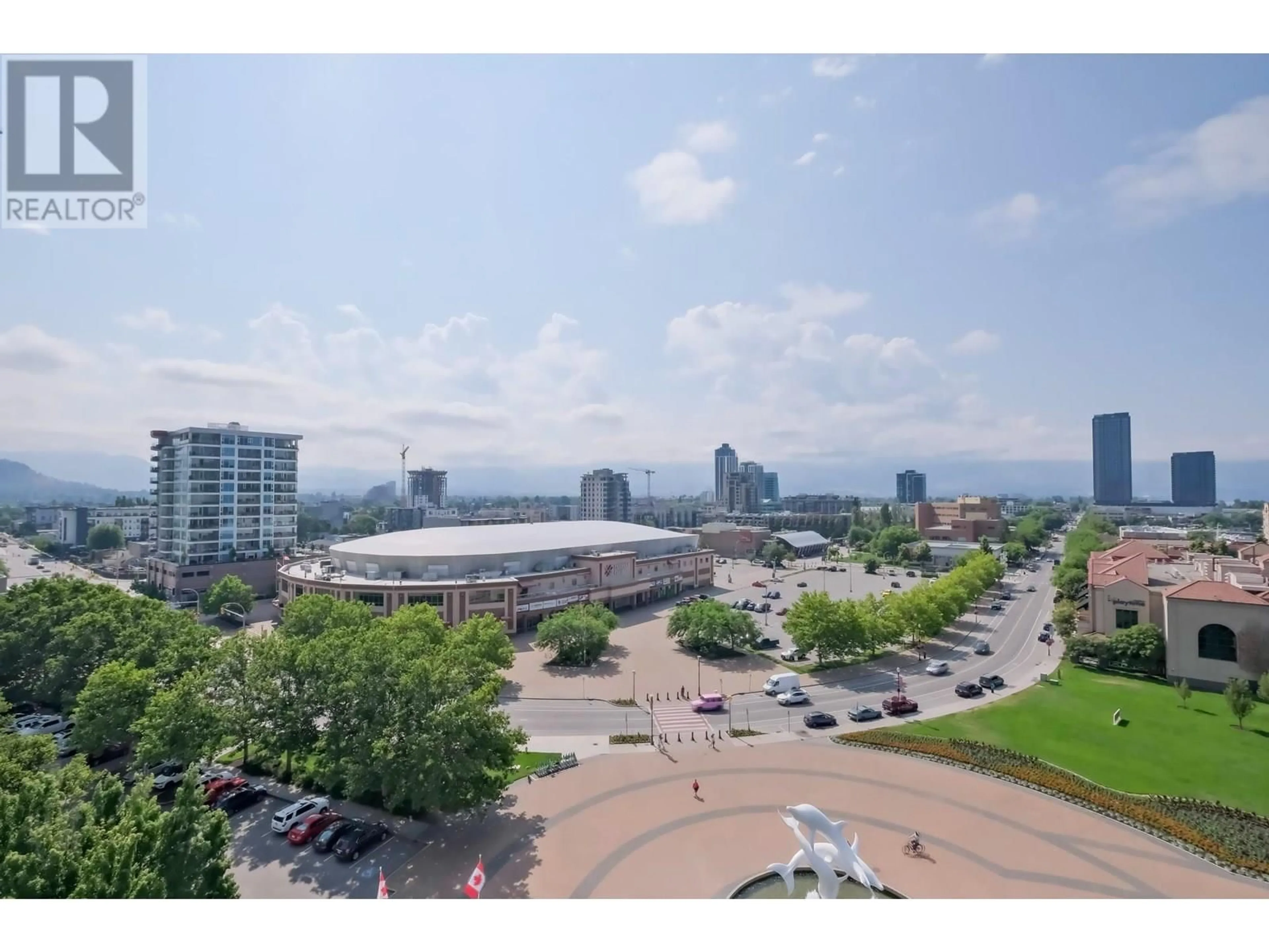 A pic from outside/outdoor area/front of a property/back of a property/a pic from drone, city buildings view from balcony for 1103 - 1160 SUNSET DRIVE, Kelowna British Columbia V1Y9P7