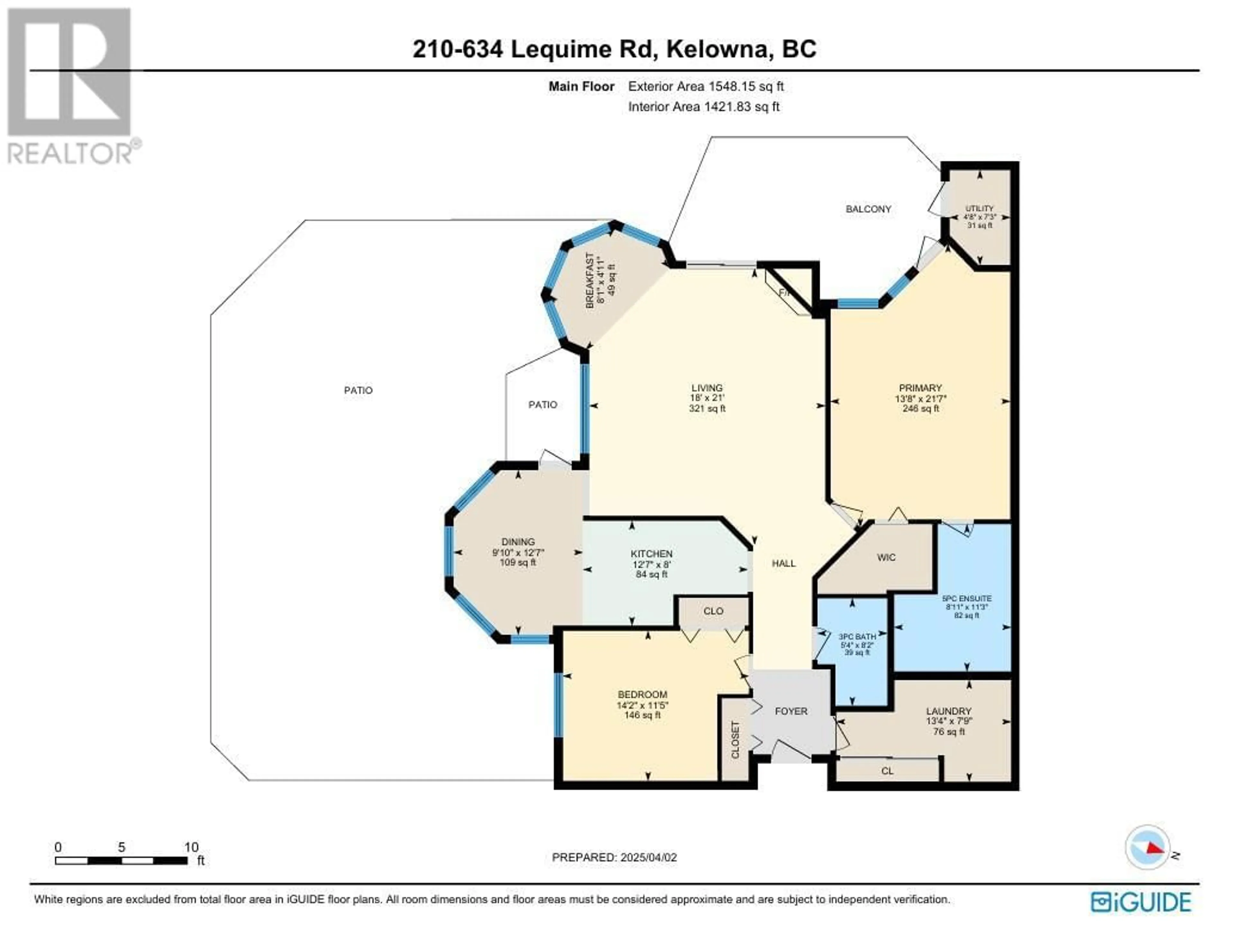 Floor plan for 210 - 634 LEQUIME ROAD, Kelowna British Columbia V1W1A4